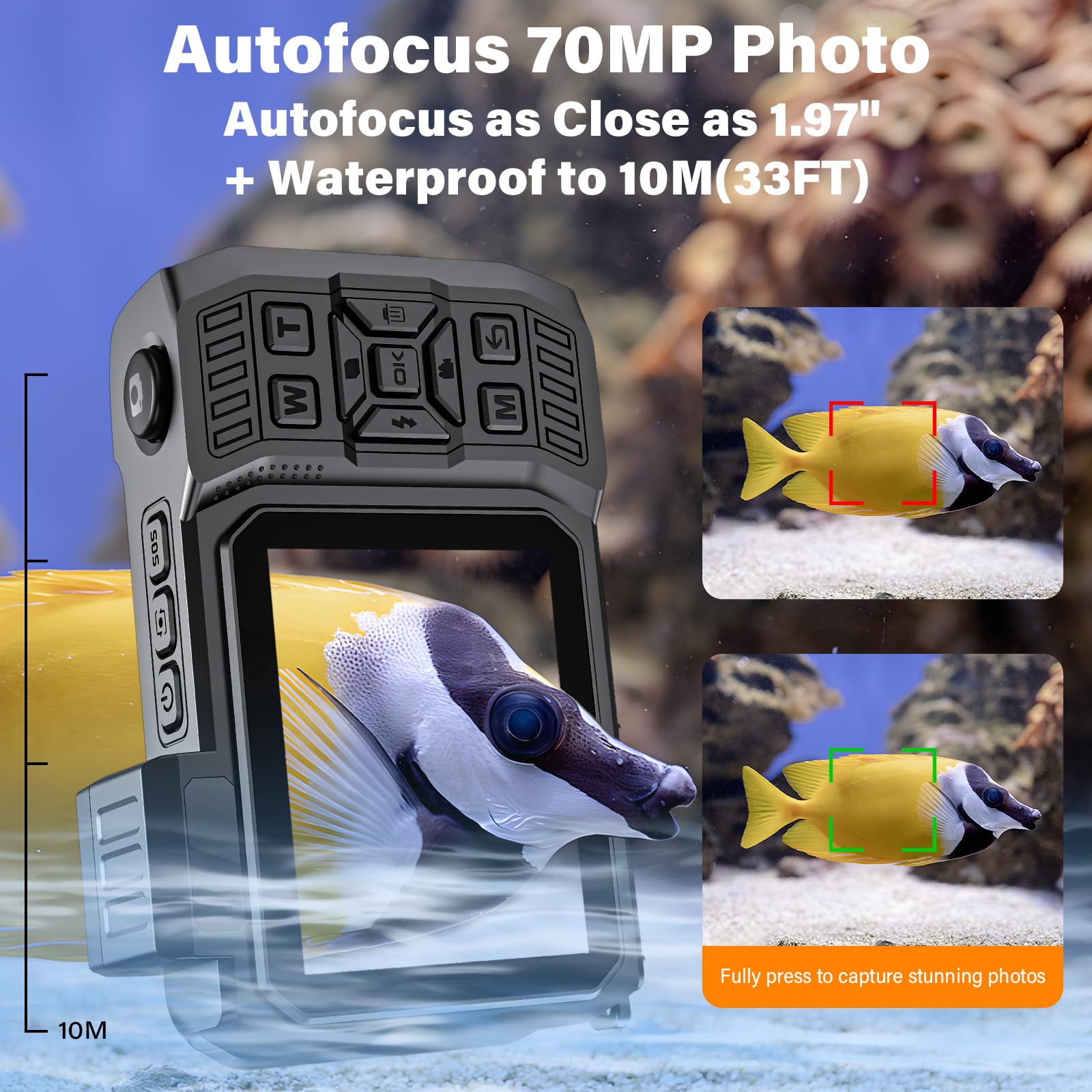 Tupsio 8K Uhd 70Mp Digital Camera With 32Gb Card Rugged Waterproof Dustproof Shockproof 33Ft Underwater Camera Dual Screen Selfi