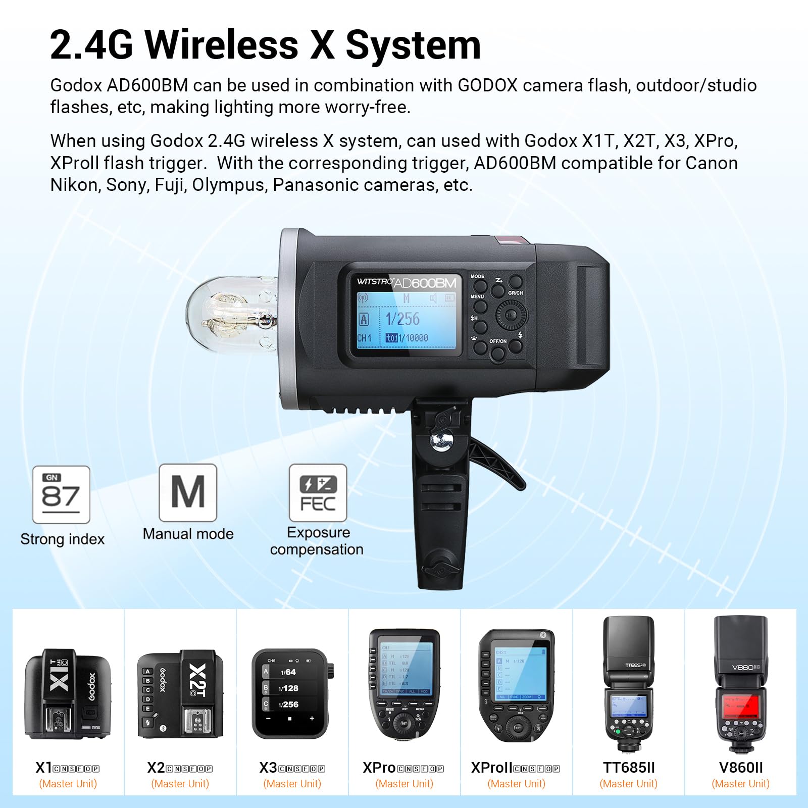 Godox Ad600Bm Bowens Mount Flash, 2.4G Wireless Outdoor Flash Strobe Light, Gn87 600Ws Flash Monolight, 8700Mah Rechargeable Bat