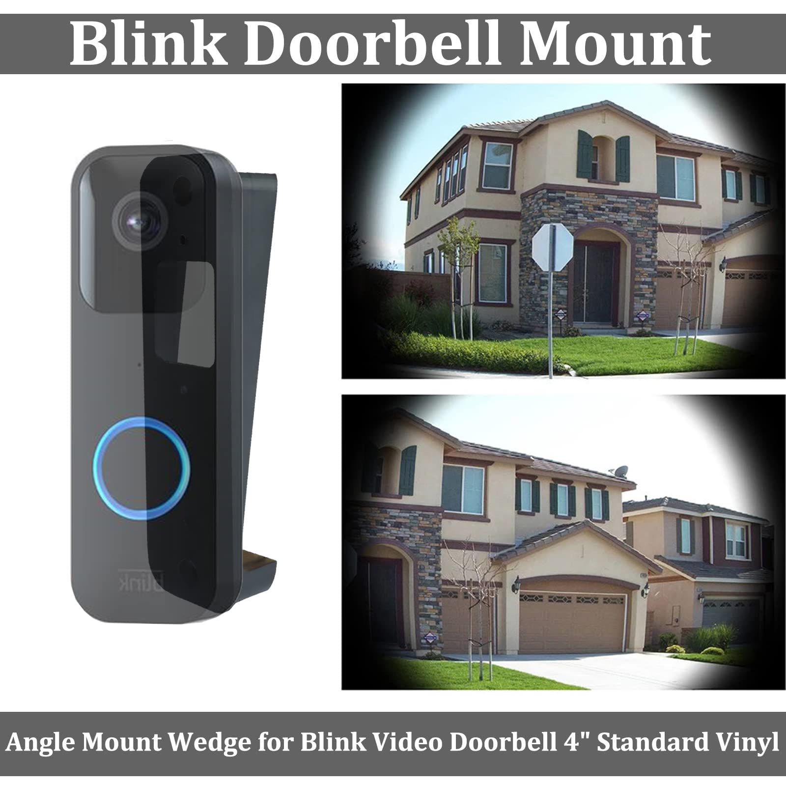Teyouyi Vinyl Siding Mount For Blink Doorbell, Angle Mount Wedge For Blink Video Doorbell (4'' Standard Vinyl, Hardi Board, Alum