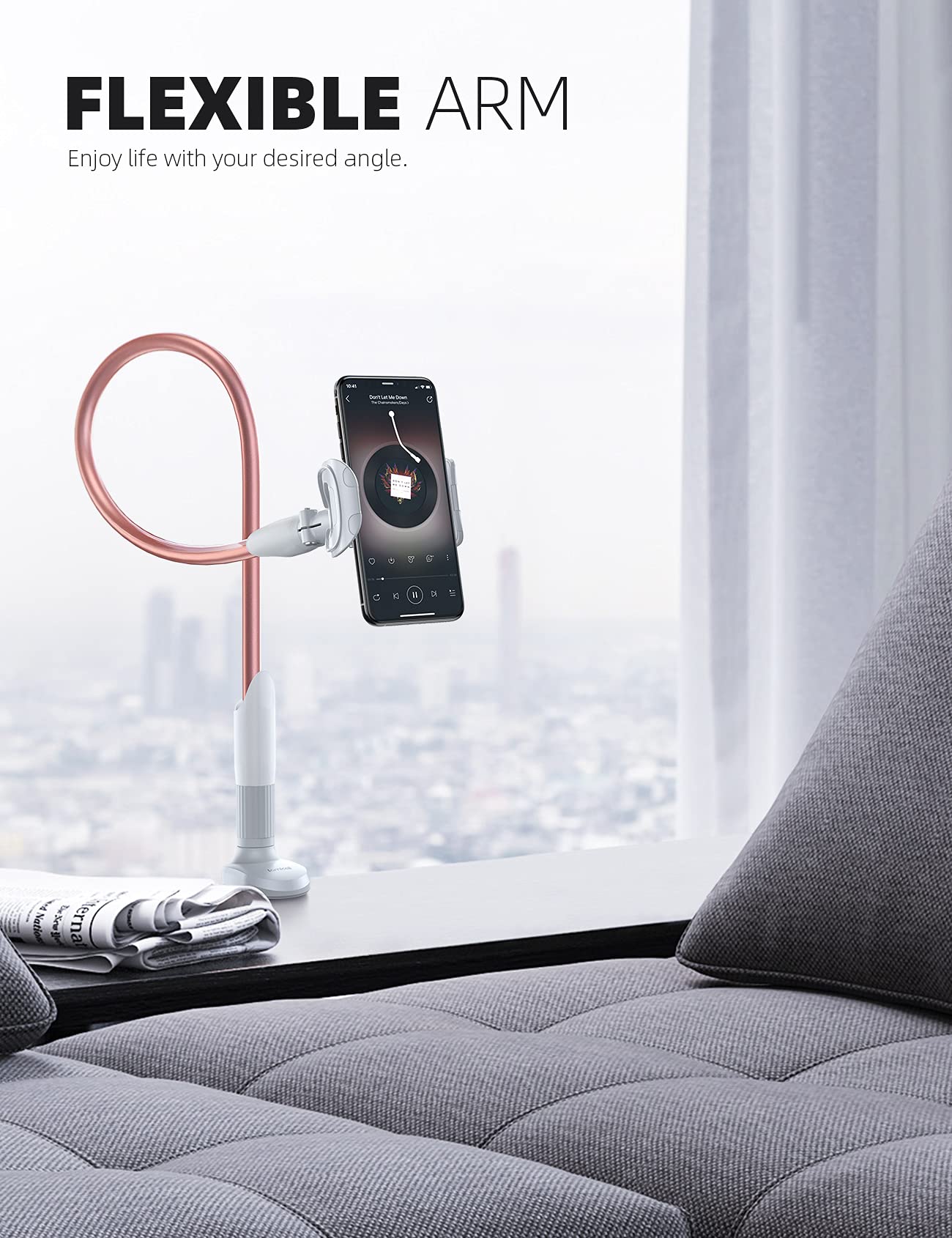 Lamicall Phone Holder Bed Gooseneck Mount   Cell Phone Clamp Clip For Desk, Flexible Lazy Long Arm Headboard Bedside, Overhead M