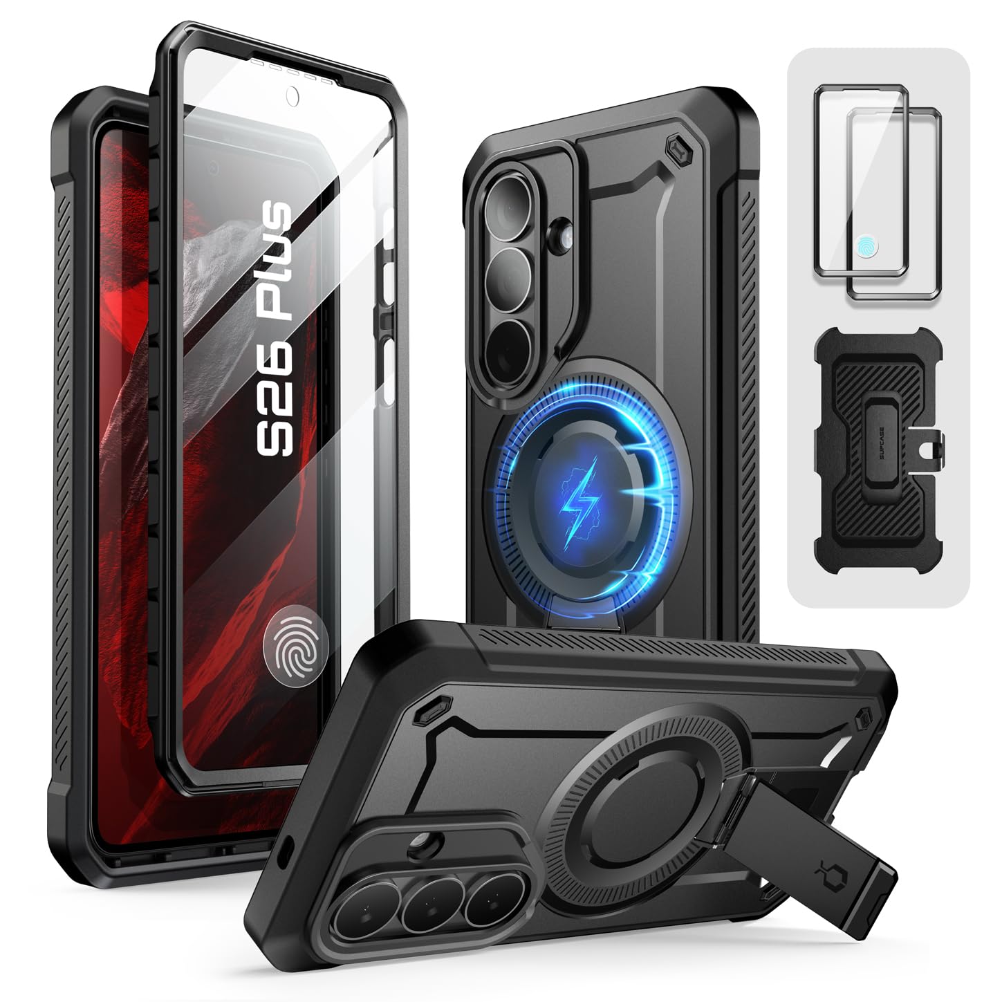 SUPCASE for Samsung Galaxy S26 Plus Case with Stand (UB Pro Mag), [2 Front Frames] [Compatible with MagSafe] [Built-in Screen Pr