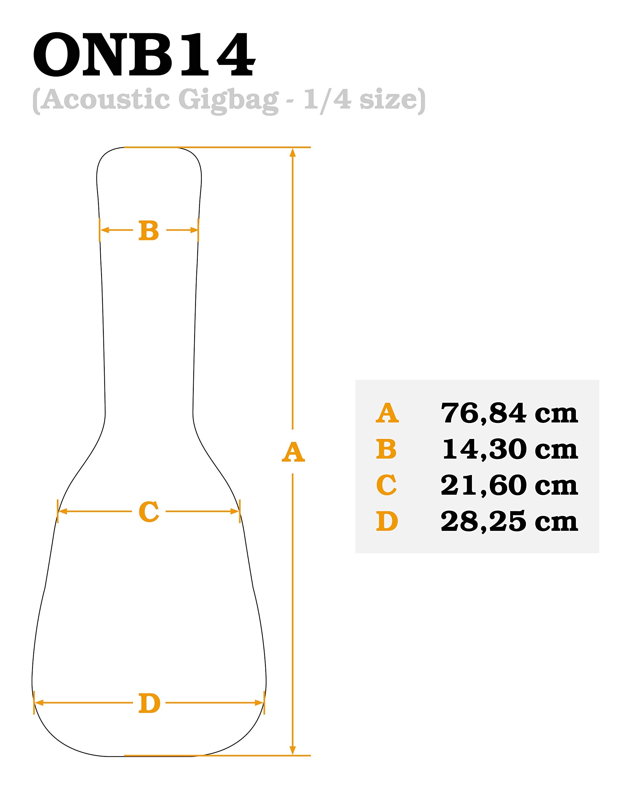 Ortega Guitars 1/4 Size Classical Guitar Pro Deluxe Gig Bag-Extra Thick Padding-Black (Onb14)