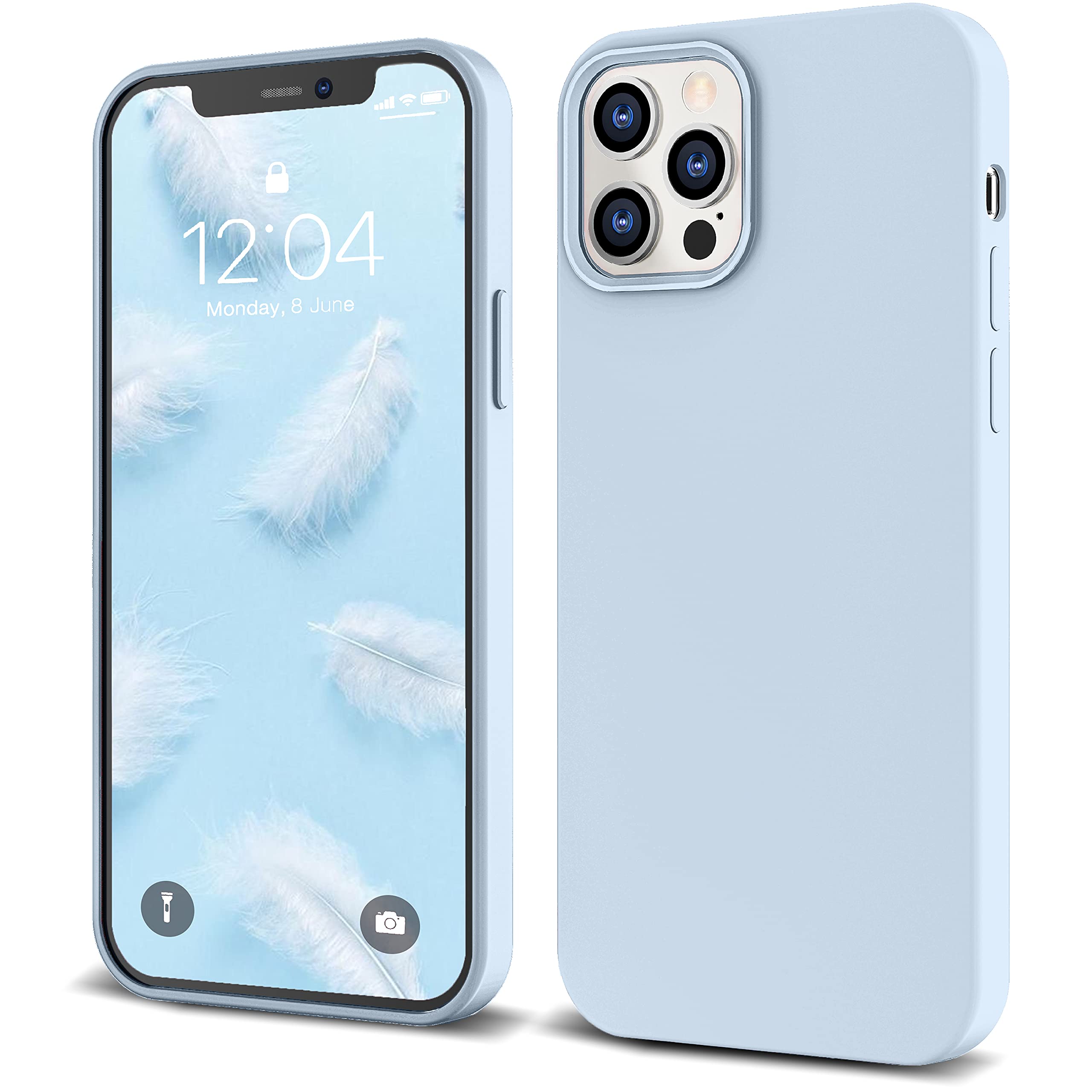 Icesword Iphone 12 Mini Case Baby Blue, Thin Liquid Silicone Case, Matte Pure Color, Soft Silk Microfiber Cloth, Gel Rubber Full