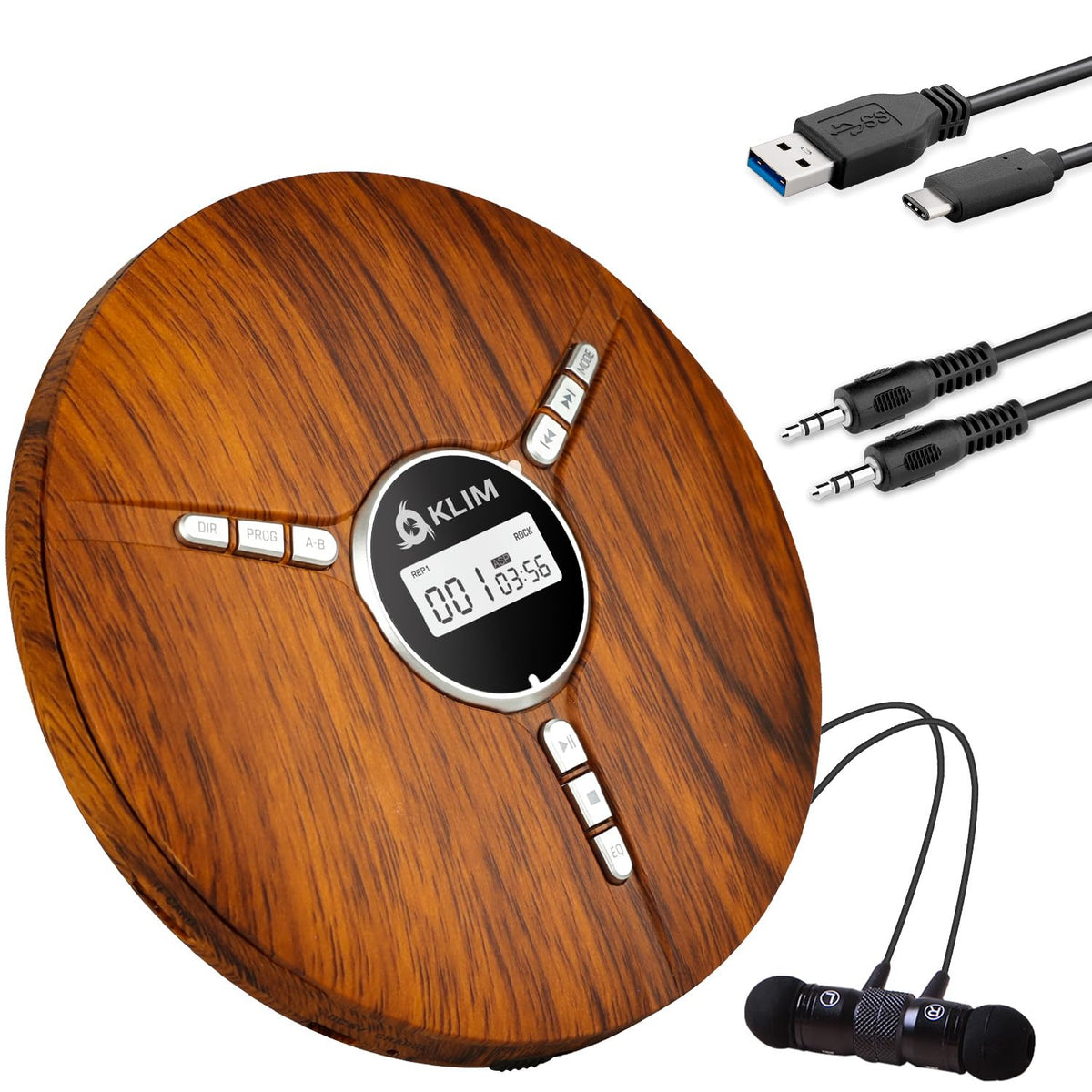 Klim Discman Portable Cd Player With A Built In Battery   New 2024   Ideal Car Cd Player With Earphones   Compatible Cd R Cd Rw
