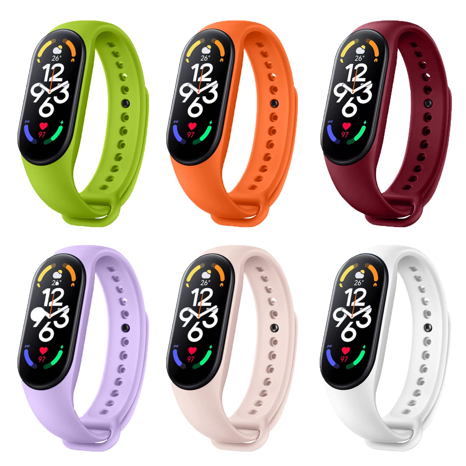 Szbami 6 Pack Bands Replacement For Mi Band 7 Strap Wristbands Compatible With Xiaomi Mi Band 7 Smartwatch Accessories Colorful 