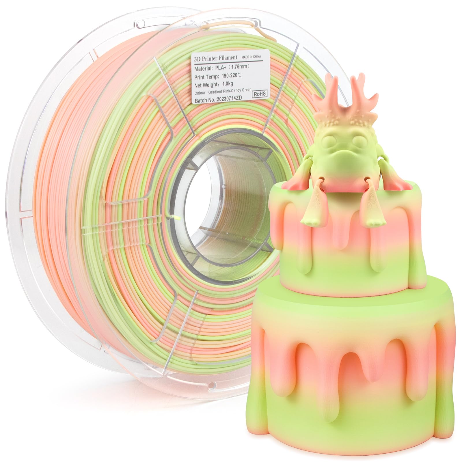 Isanmate Pla 3D Printer Filament, Pla Plus Filament 1.75Mm, Fast Change Multicolor Rainbow Pla Filament, Pink, Candy Green 3D Pr
