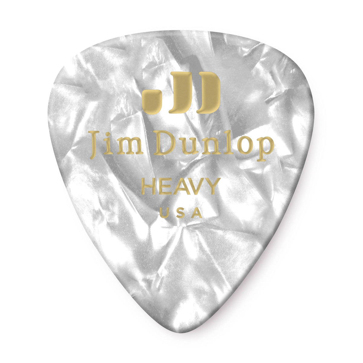 Jim Dunlop 483P04Hv Genuine Celluloid, White Pearloid, Heavy, 12/Player'S Pack