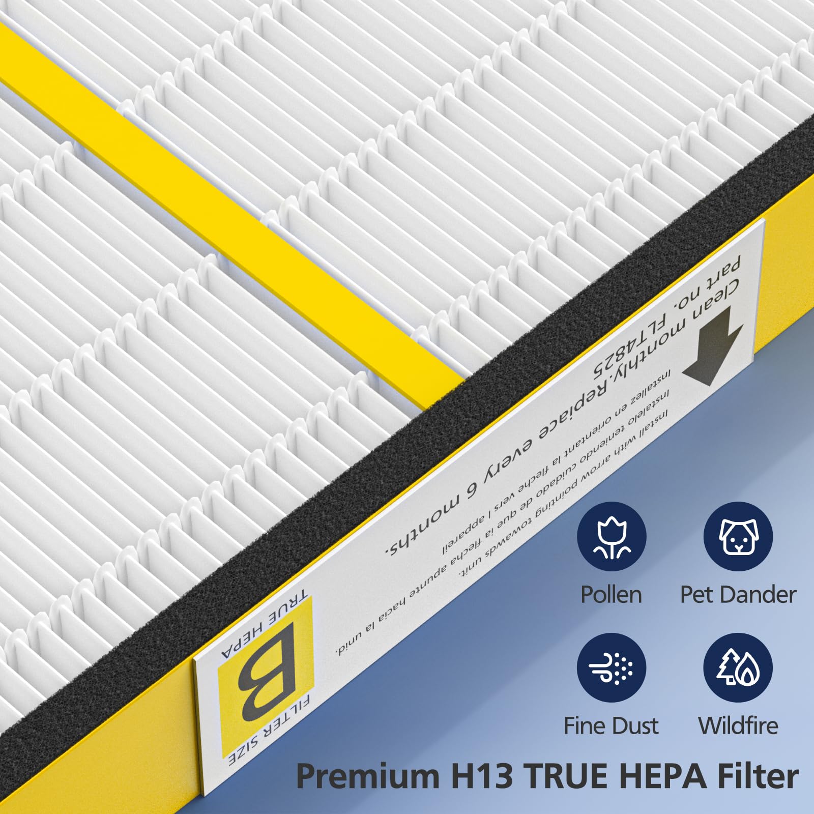 4 Pack Flt4825 Hepa Filter B Replacement For G Guardian Air Purifi Ers Ac4825 Ac4300 Ac4800 Ac4900 Ac4850 Ac4825E, H13 True Hepa