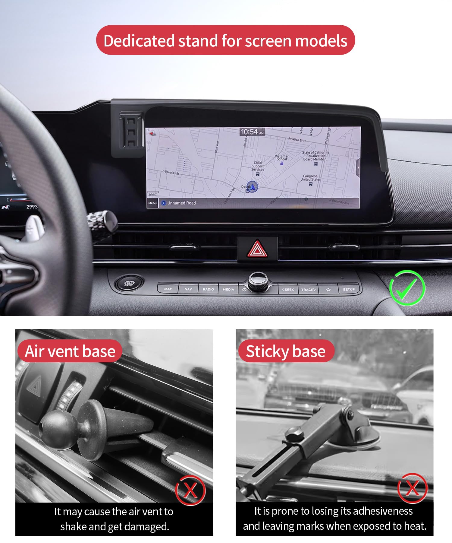 Masergogo Wireless Charging Car Phone Holder For Hyundai Elantra/Hybrid 2021-2025/Elantra N 2023-2025 Accessories 8/10.25 Inch S