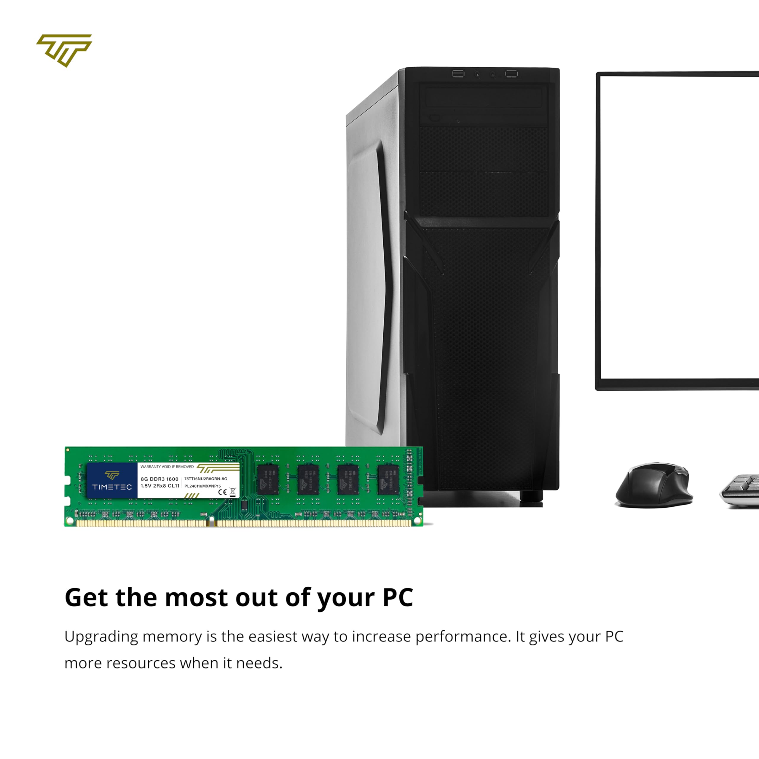 Timetec 16Gb Kit(2X8Gb) Ddr3 1600Mhz (Ddr3 1600) Pc3 12800 (Pc3 12800U) Non Ecc Unbuffered 1.5V Cl11 2Rx8 Dual Rank 240 Pin Udim