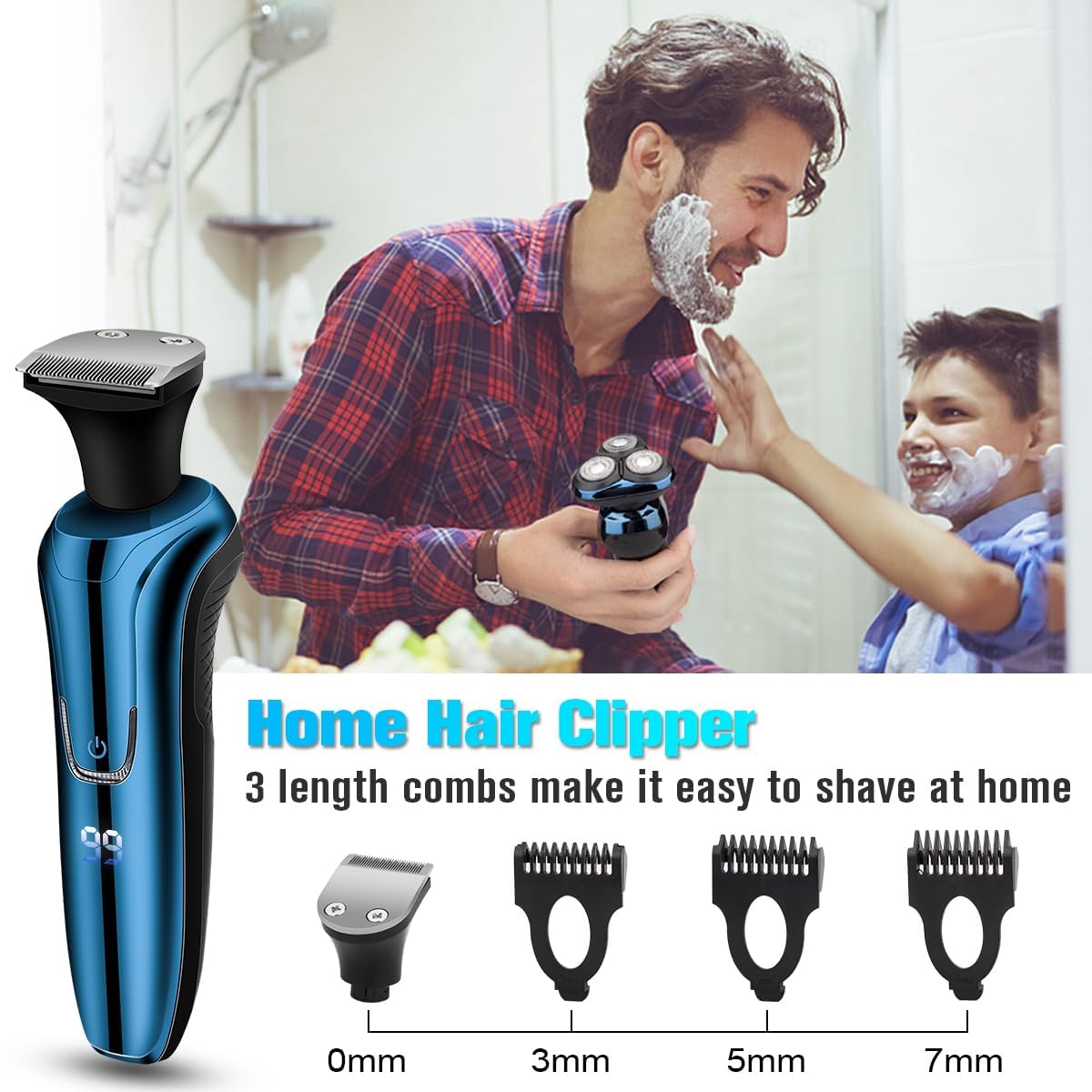 Electric Razor For Men, Shaver For Men Face,Waterproof Wet Dry Electric Shavers Led Display Cordless With Rechargeable Nose Hair