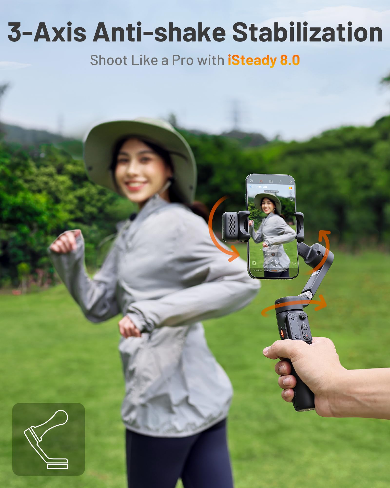 Hohem Isteady X3 Gimbal Stabilizer For Iphone, Phone Stabilizer For Video Recording With Object Tracking, 3-Axis Foldable Phone