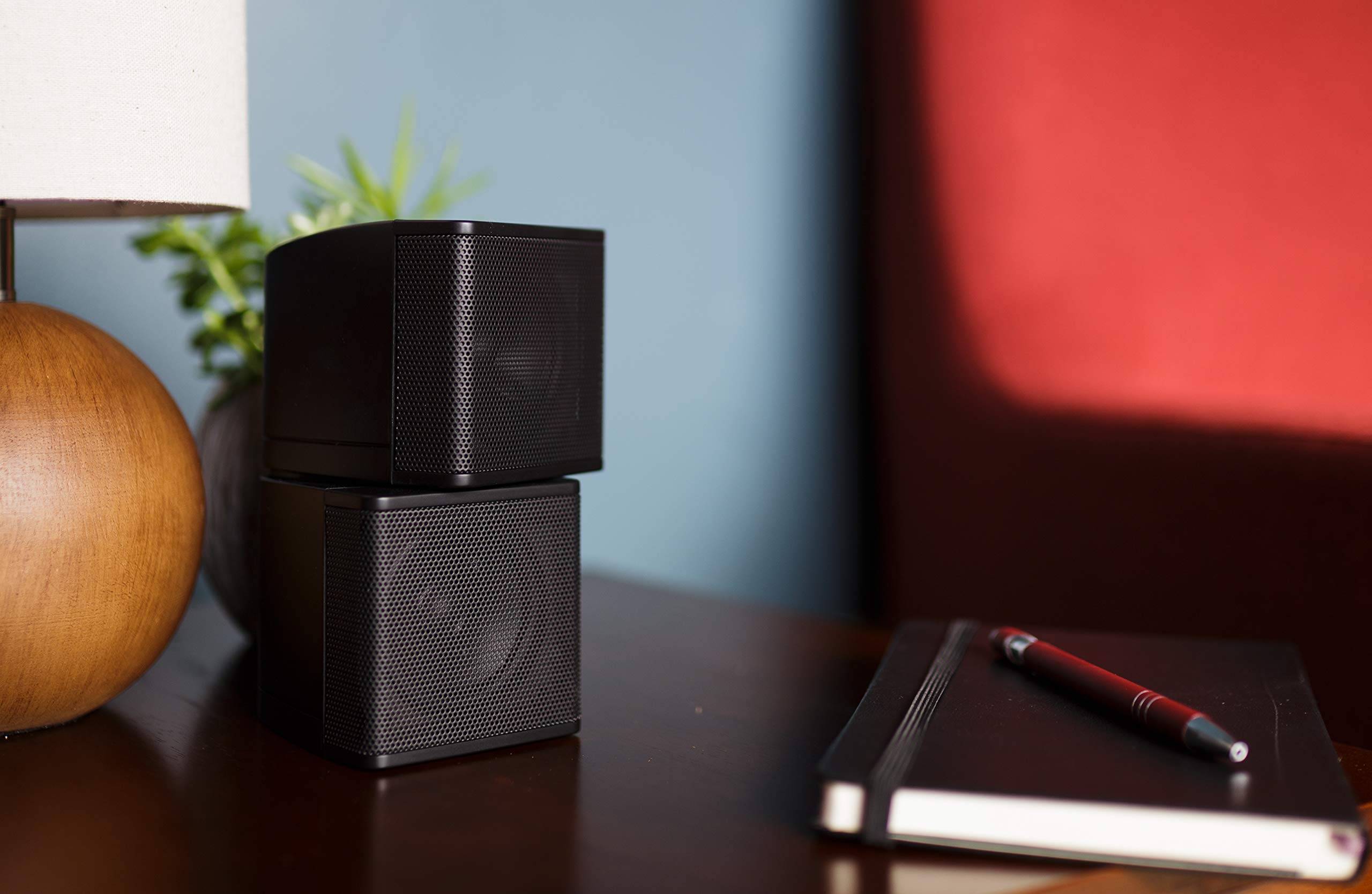 Pure Resonance Audio Mc2.5B Dual 2.5� Swiveling Surround Sound Mini Cube Speaker (Pair, Black) (With Brackets)