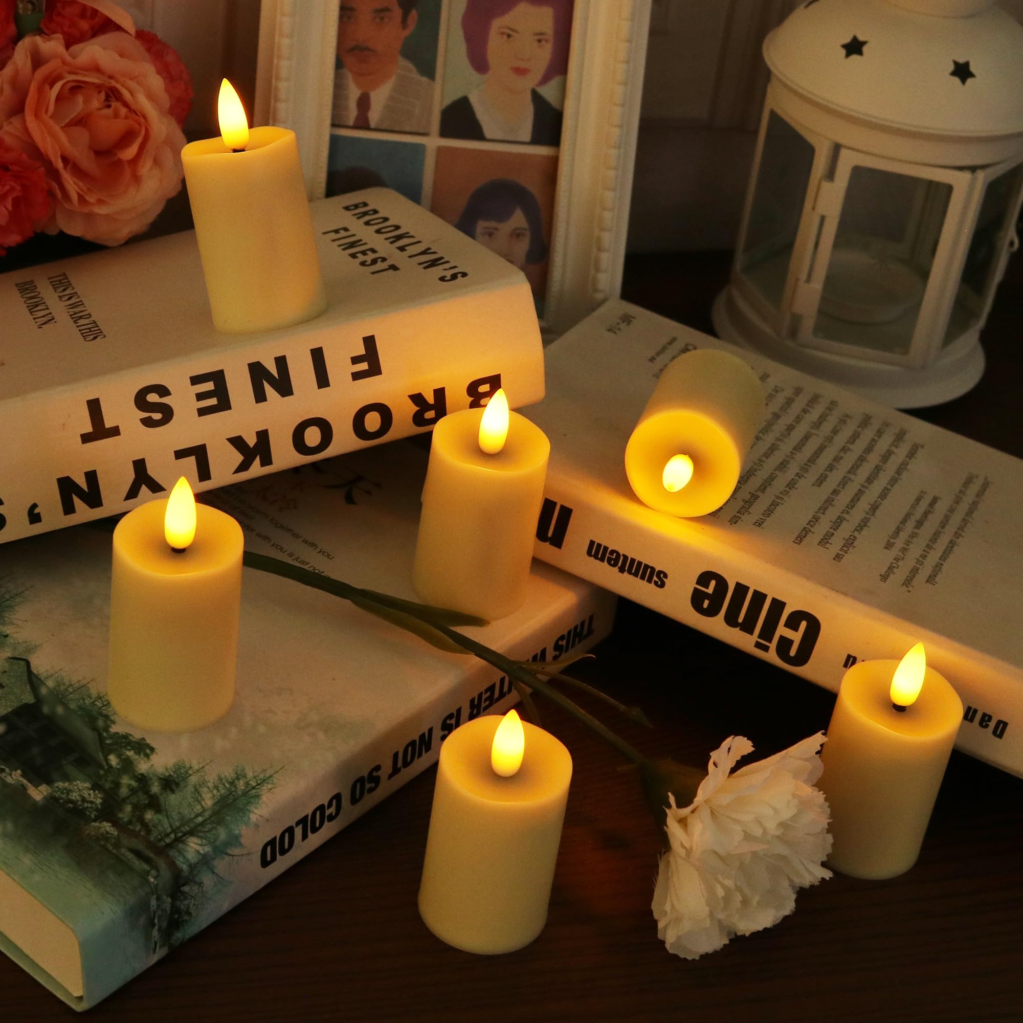 Wralwayslx 6 Pack Rechargeable Type C Fast Charging Flameless Tea Light With Remote Control, Led Flickering Candles Votive Candl