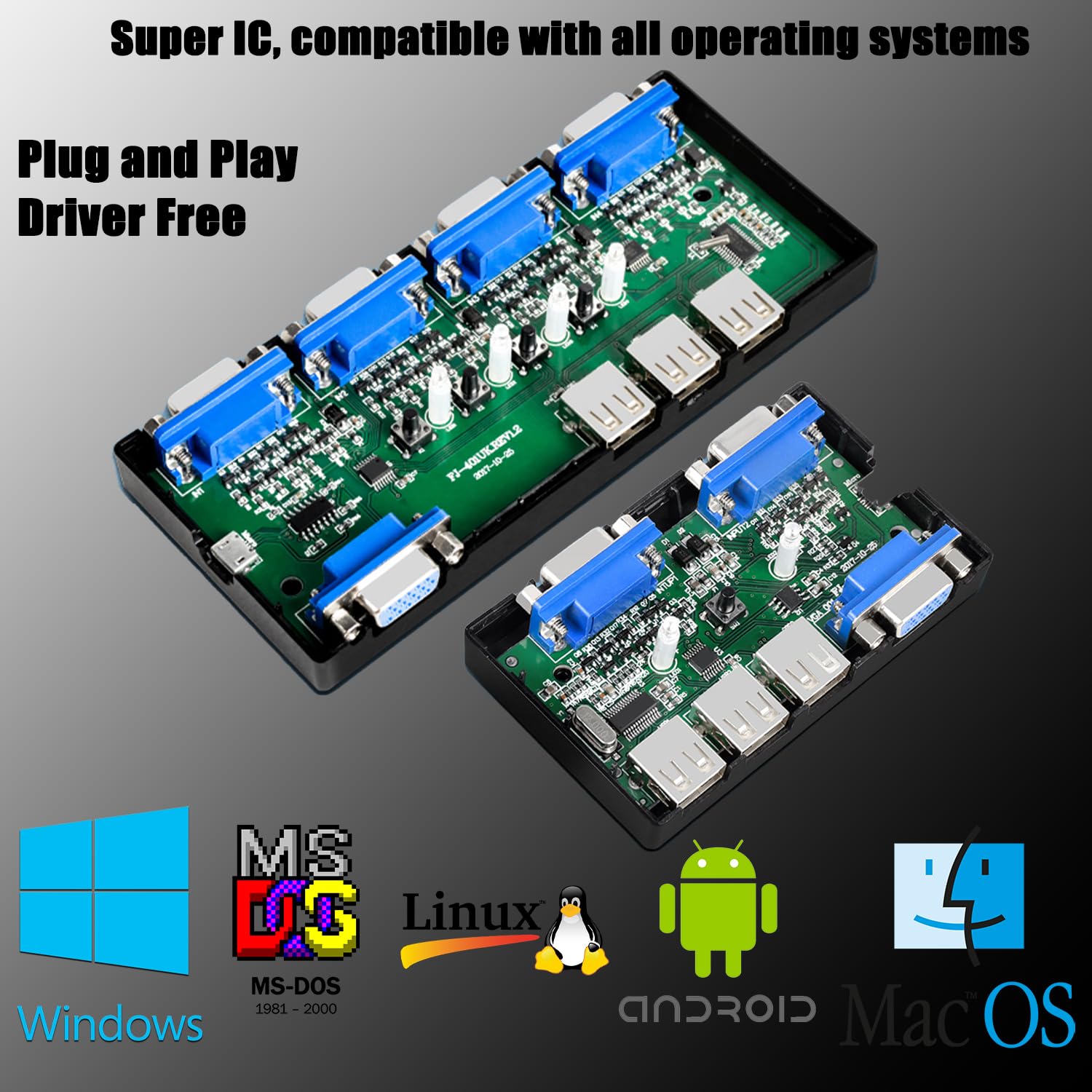 Kvm Switch Vga 2 Port   Vga Kvm Switch For 2 Computers Share 1 Monitor & 3 Usb 2.0 Devices,Keyboard Mouse Scanner Printer,U Disk
