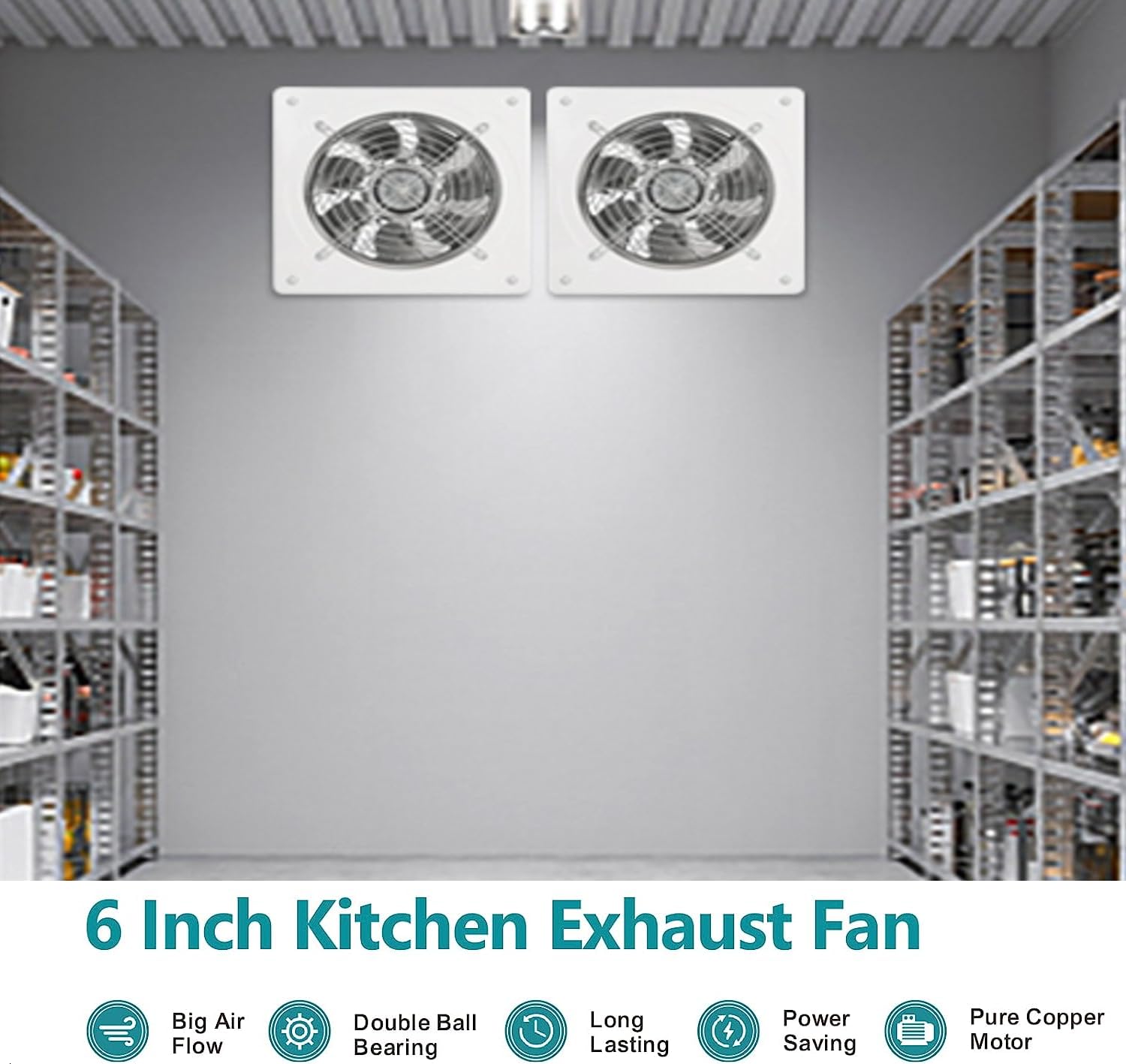 Aydomer 6 Inch Exhaust Fan 42W Through Wall Installation Ventilation Fan 110V Exhaust Smoke Fan Ventilation For Kitchen, Bathroo