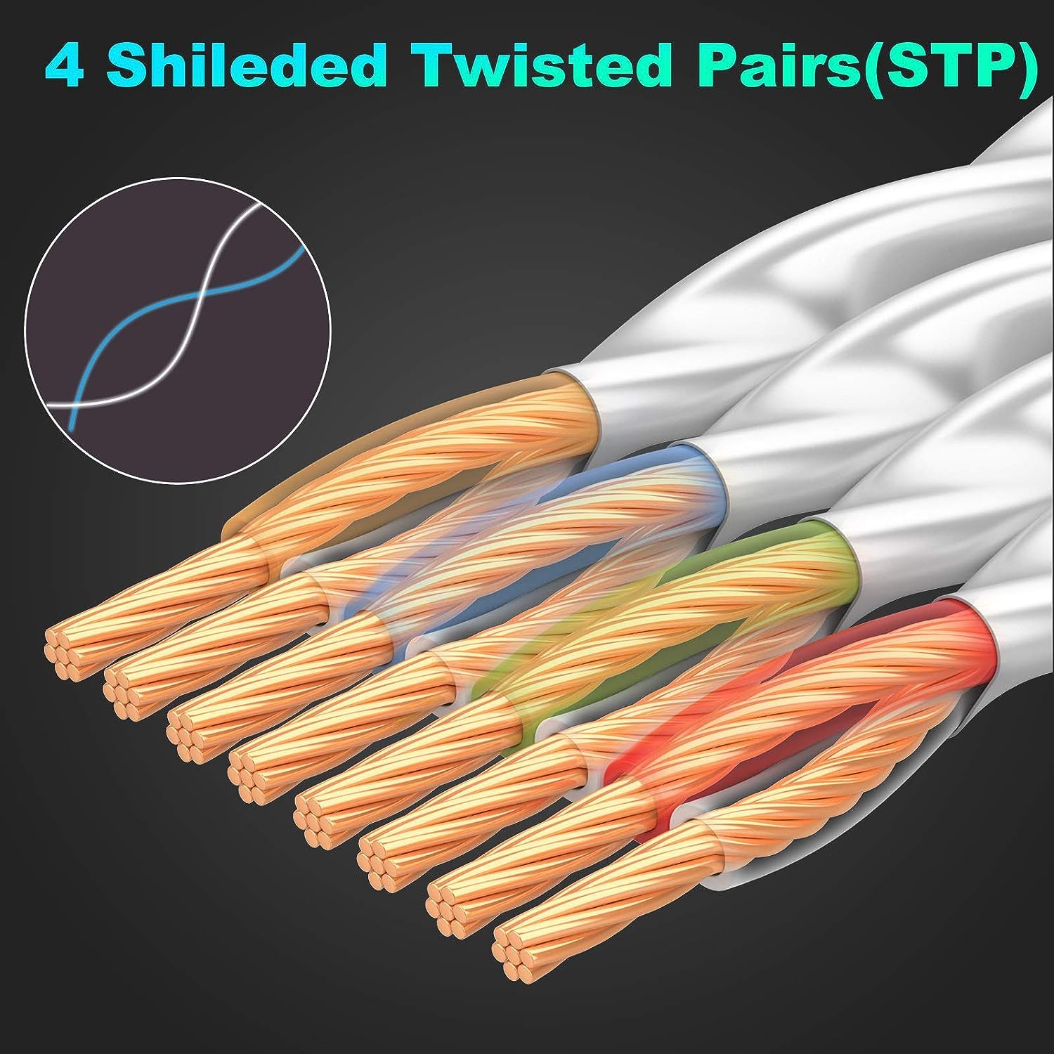 Cat 7 Ethernet Cable 30 Ft, High Speed Internet Network Cable With Gold Plated Rj45 Connector, Shielded Flat Patch Cord Lan Wire For Modem, Switch, Faster Than Cat5E/Cat5/Cat6/Cat6E  30 Feet