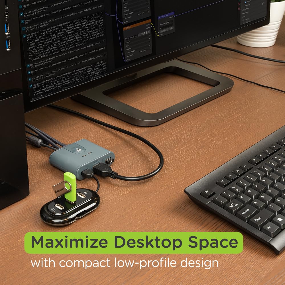 Iogear Kvm 2-Port Full Hd Kvm Switch With Cables - 1920 X 1200 60Hz - Control Two Hdmi Computers - Plug-N-Play - Windows, Mac An