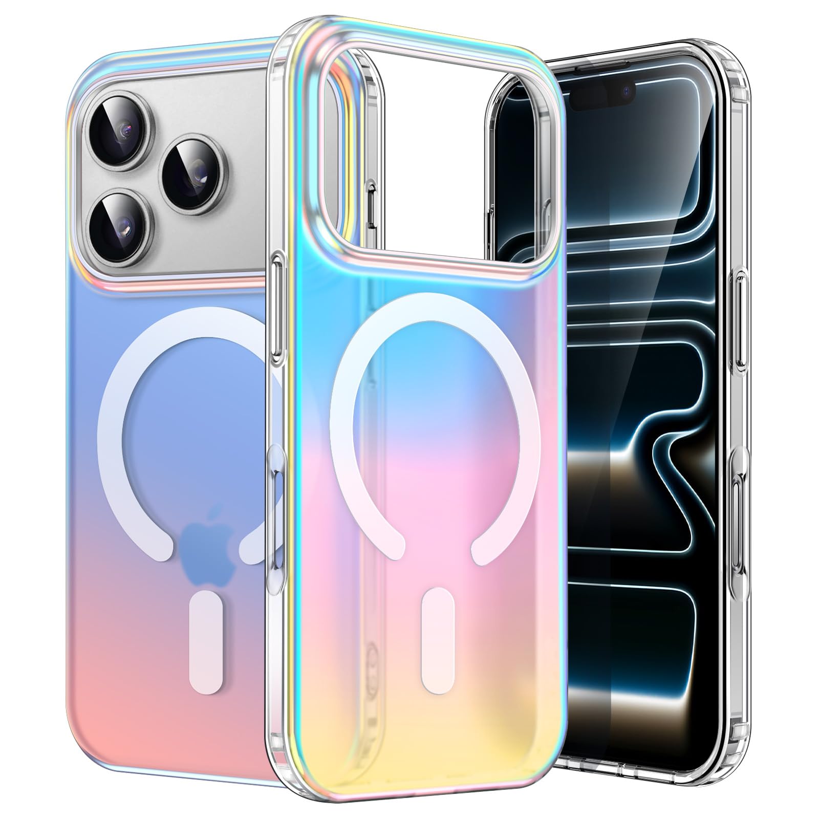 JETech Iridescent Case for iPhone 17 Pro 6.3-Inch Compatible with MagSafe, Cute Unique and Aesthetic Design, Colorful Fluorescen