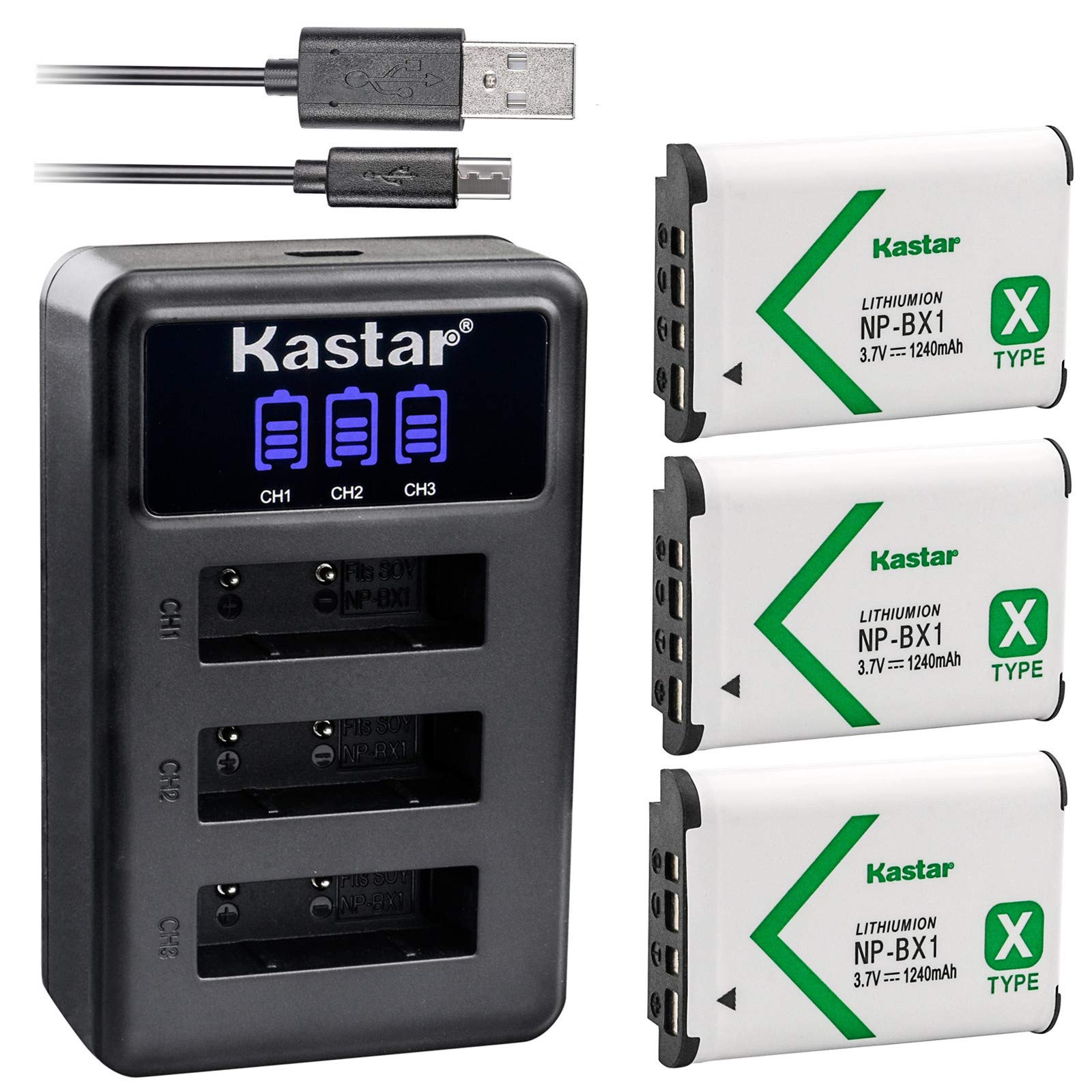 Kastar Battery X3 + Charger For Sony Np Bx1 Hdr As200V Hdr As30 Hdr As300 Hdr As50 Hdr Cx240 Hdr Cx405 Hdr Cx440 Hdr Gw66 Hdr Gw
