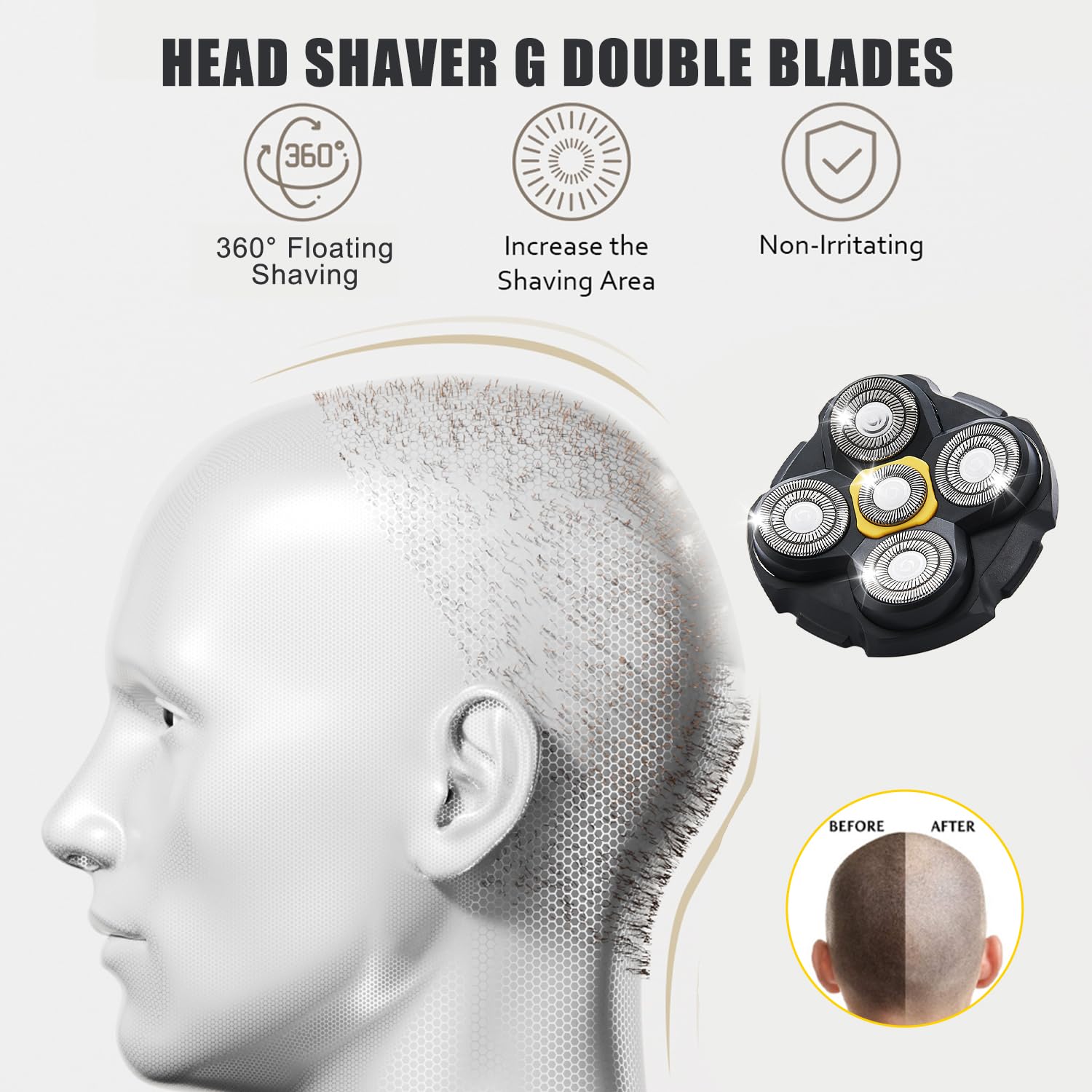 Shaver Replacement Heads Compatible With Microtouch Titanium Head Shaver, For Bald Men 4 Pack