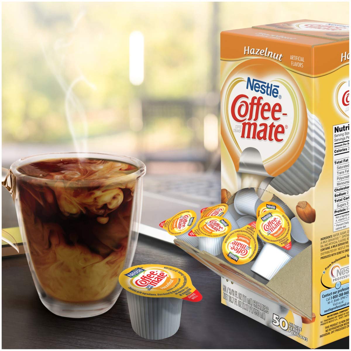 Single Serving Creamer, Hazelnut.38 Oz, 50/Bx Qty:4