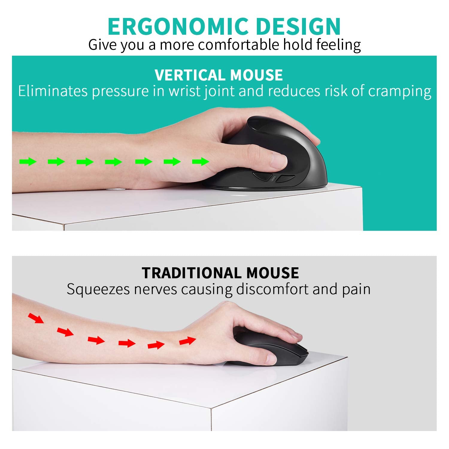 Aurtec Left Handed Mouse, Rechargeable 2.4G Wireless Ergonomic Vertical Mice With Usb Receiver, 6 Buttons And 3 Adjustable Dpi 8