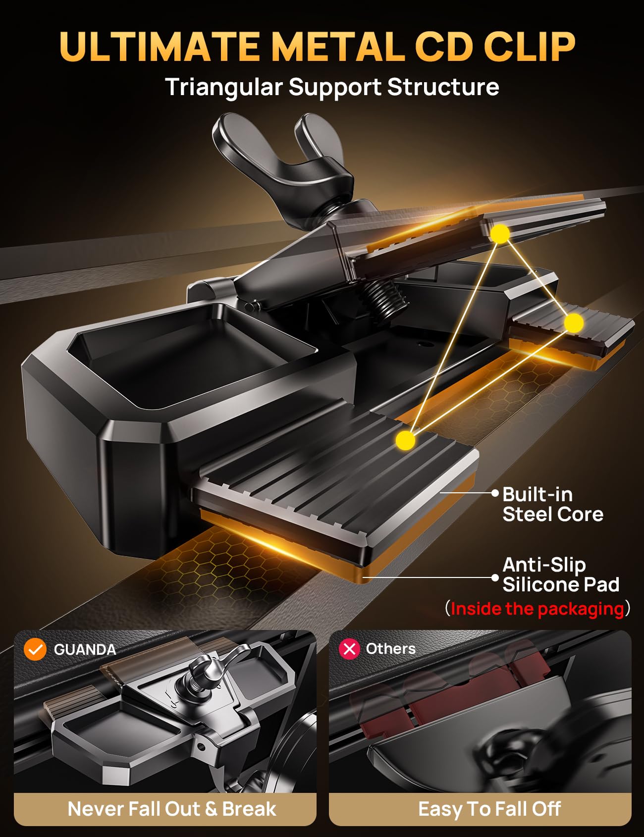 Cd Phone Mount, Car Phone Holder & Air Vent Clip [Thick Cases Friendly], 360 Adjustable Universal Phone Mount For Car Cd Slot Mo