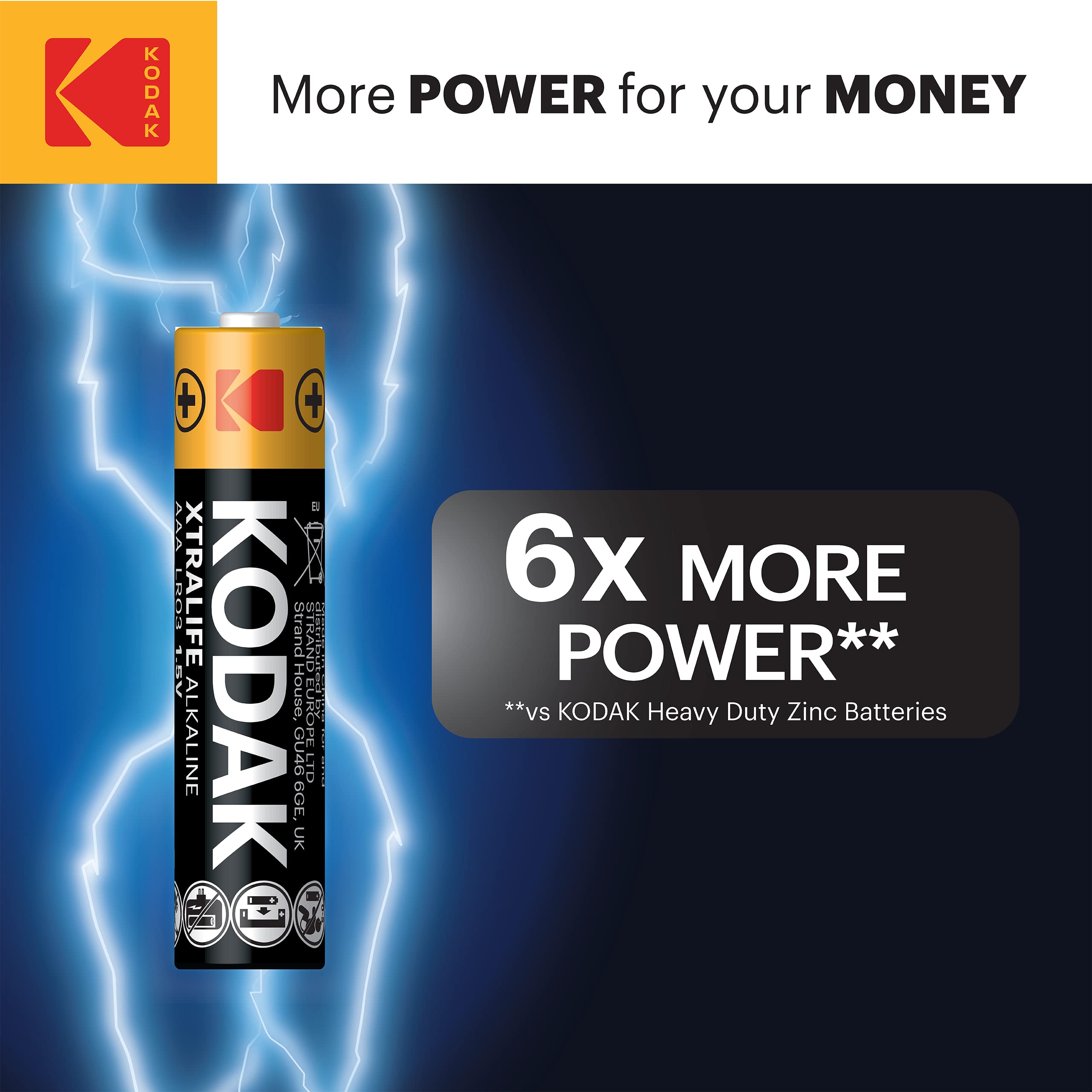 Kodak Aaa Batteries 60 Pack - With 10 Years Shelf Life Long Lasting Alkaline Batteries Aaa Size Pack, 1.5V Mignon Lr03 Mn1500 Am
