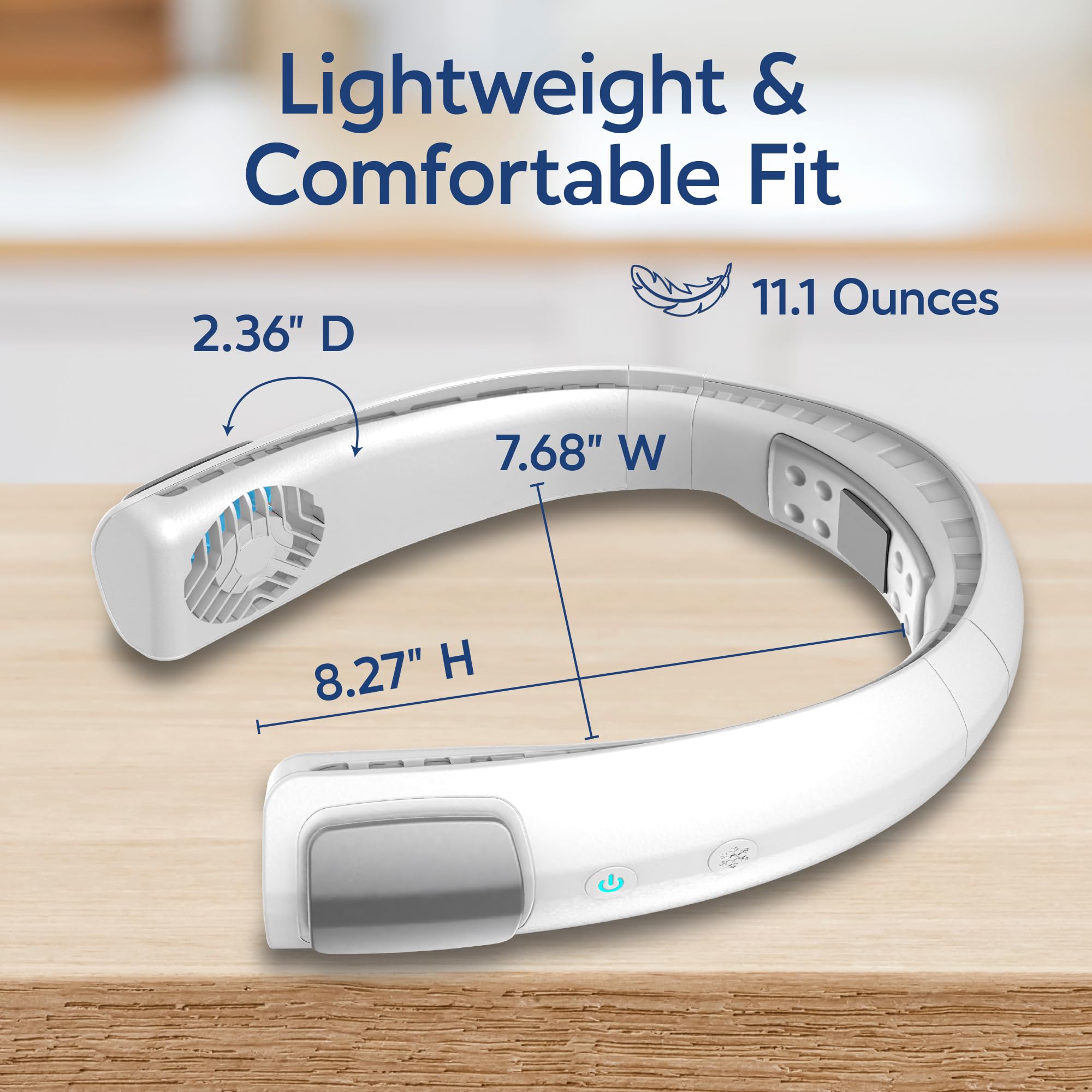 Arctic Air Freedom Touch Personal Neck Fan, 3-Speed Rechargeable Cooling Device, Long-Lasting, Lightweight Portable Neck Cooler,