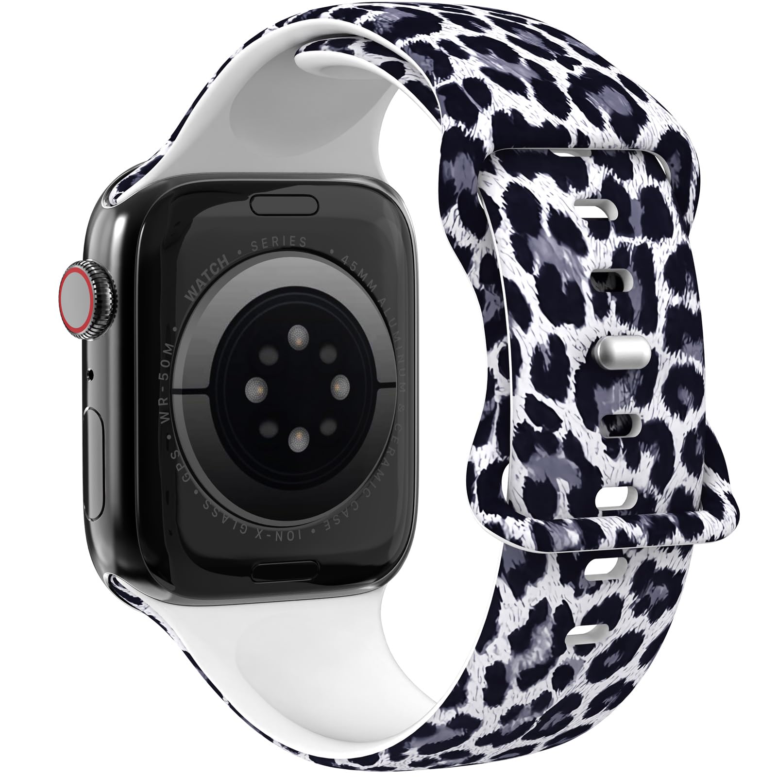 THONWO Leopard design Watch Band Compatible with Apple Watch Bands 38mm 40mm 41mm 42mm 44mm 45mm 46mm 49mm , Soft Silicone Sport