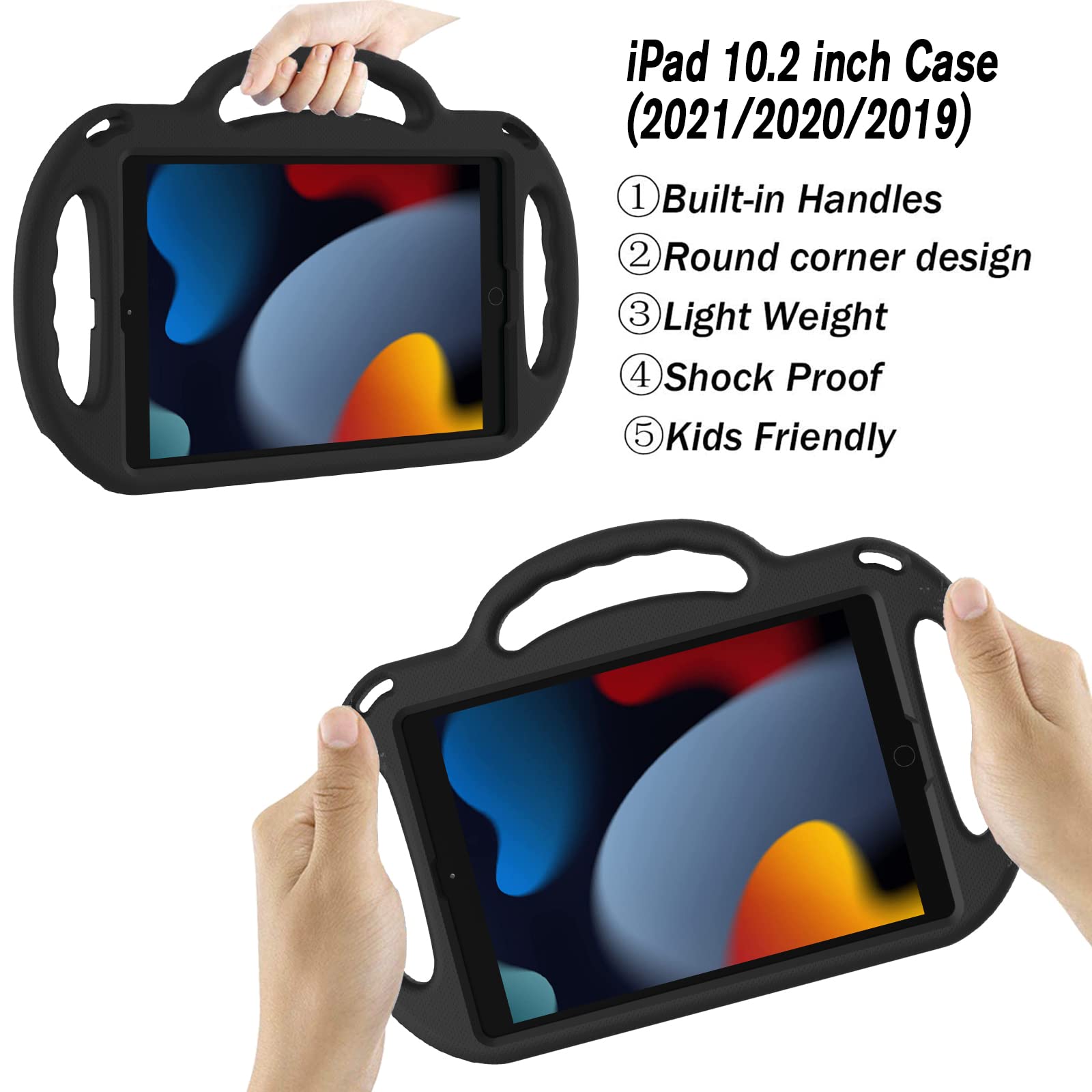 Ltrop New Ipad 9Th Generation Case 2021, Ipad 8Th/7Th Generation Case, Ipad 10.2 Case For Kids, Shockproof Handle Stand Shoulder