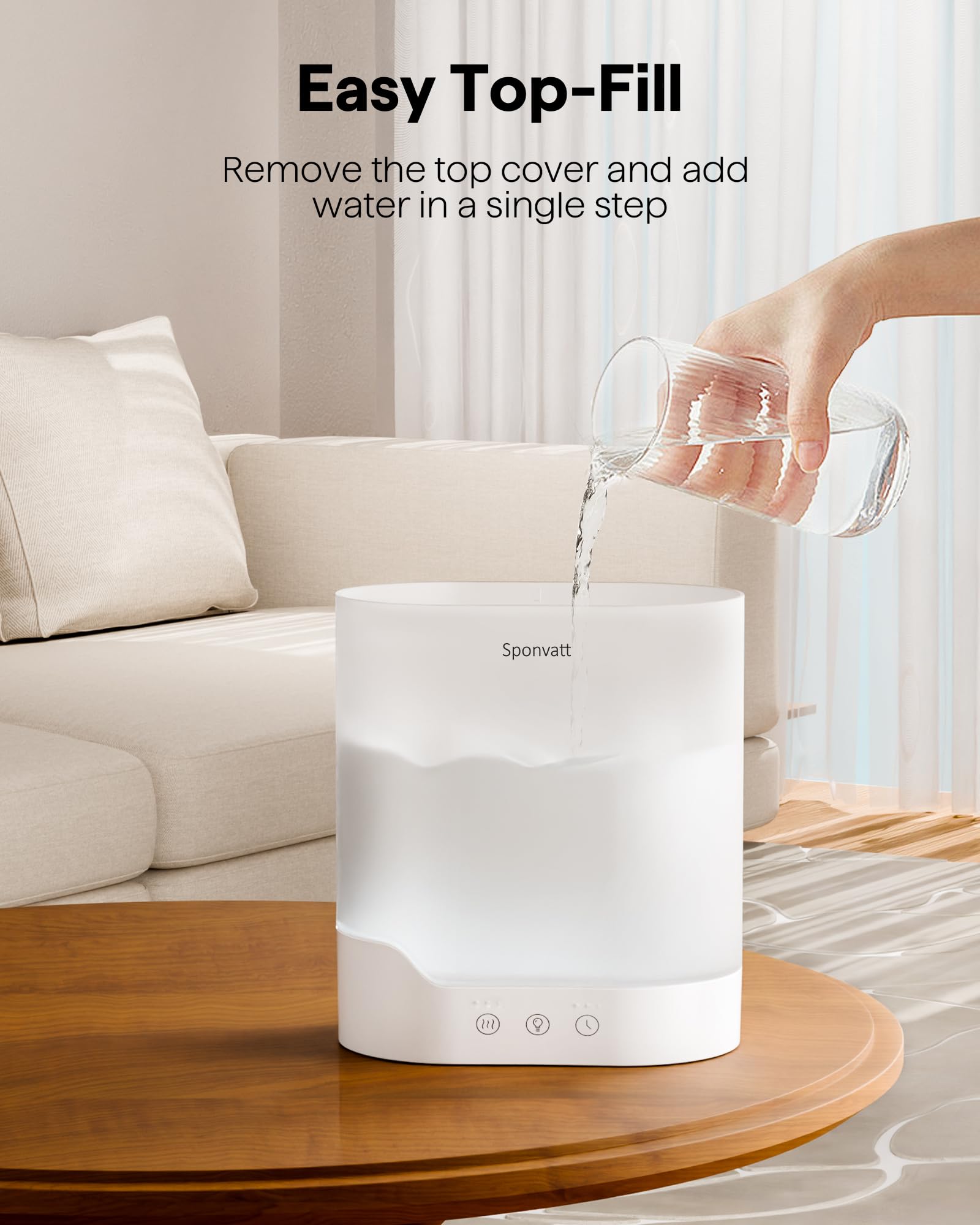 Sponvatt Humidifiers For Bedroom Home,2.5L Top Fill Cool Mist Air Humidifier For Large Room Baby Nursery,Quiet Ultrasonic,With O
