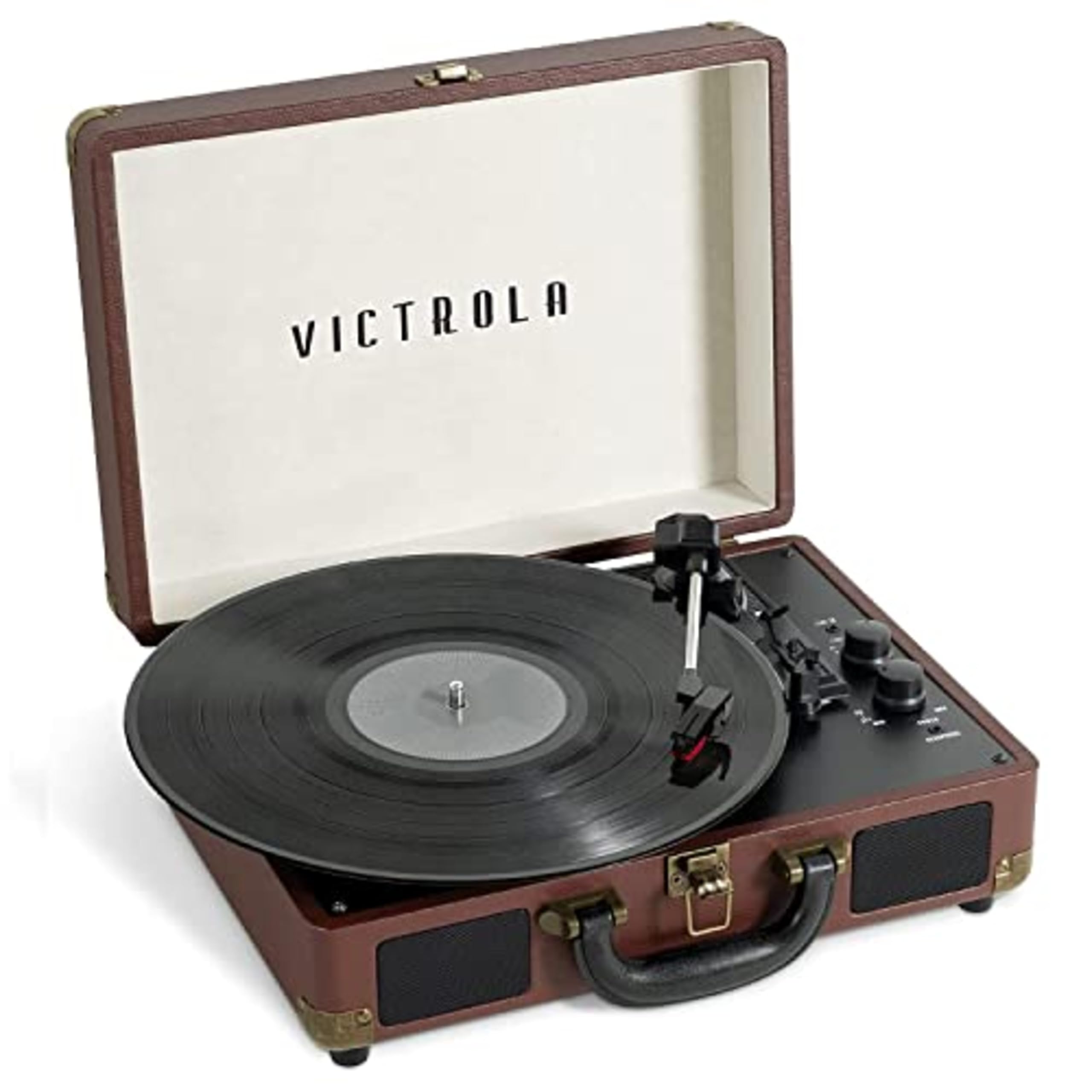 Victrola Journey+ Bluetooth Suitcase Record Player - Built-In Speakers, 33-1/3, 45 & 78 RPM Vinyl Record Player, RCA Out, Headph