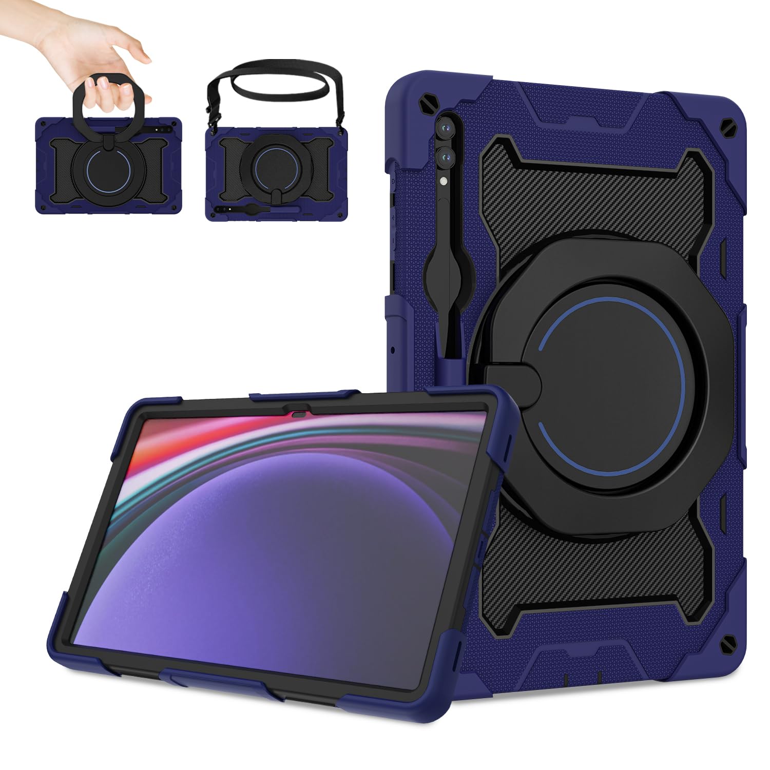 Roiskin For Samsung Galaxy Tab S9 Ultra/ S8 Ultra Tablet Case 14.6'' With Hd Screen Protector Pencil Holder |360 Kickstand,Shoul