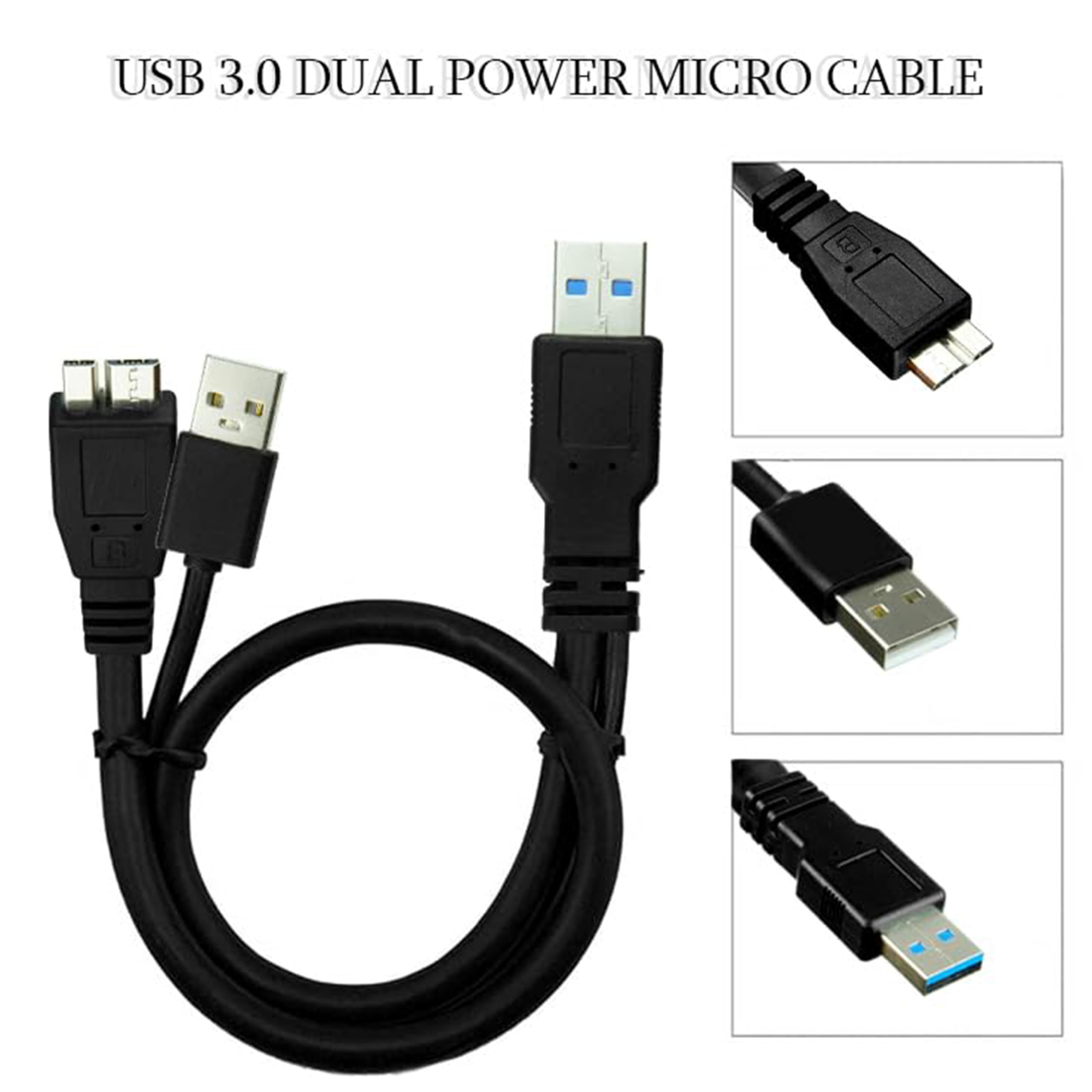 Saitech It 1 Feet Usb 3.0 Dual Power Y Shape Type A To Micro B High Speed Upto 5 Gbps Data Transfer Cable For External Hard Driv