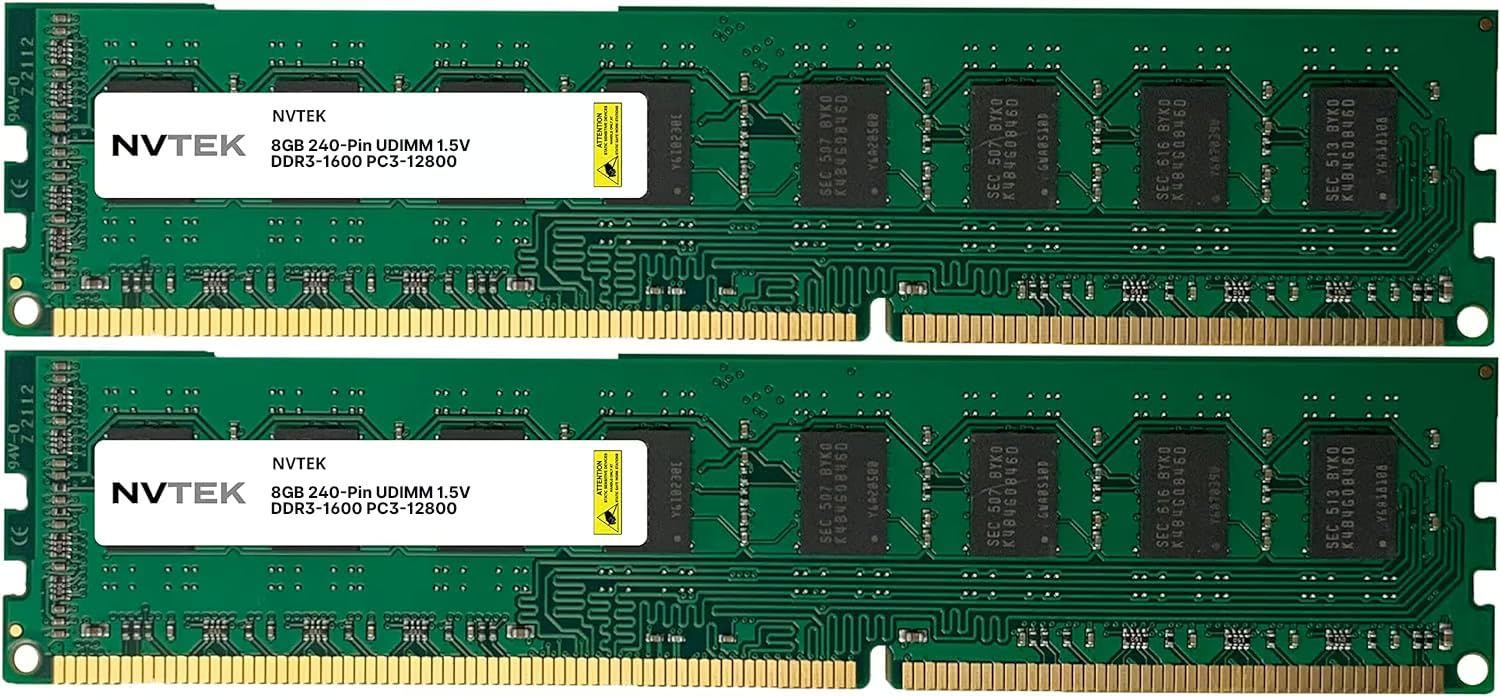 Nvtek 16Gb (2X8Gb) Ddr3 1600Mhz Pc3 12800 2Rx8 1.35V 240 Pin Non Ecc Unbuffered Udimm Desktop Pc Computer Memory Kit