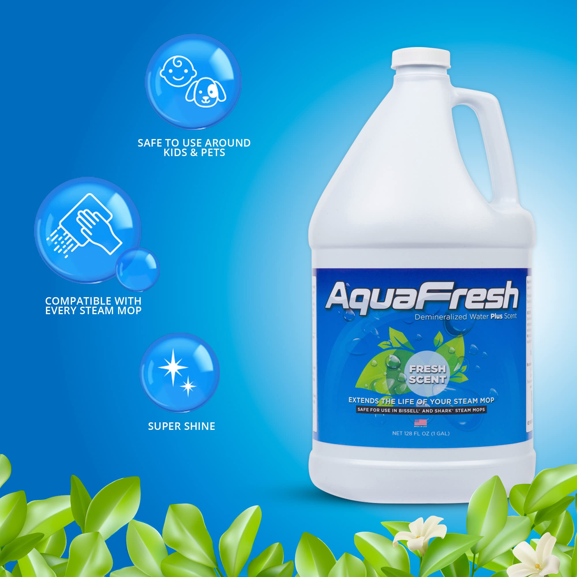 Aqua Science Demineralized Water Steam Mop Cleaning Solution   Premium Floor Cleaner Solution Compatible With Any Steamer Mop