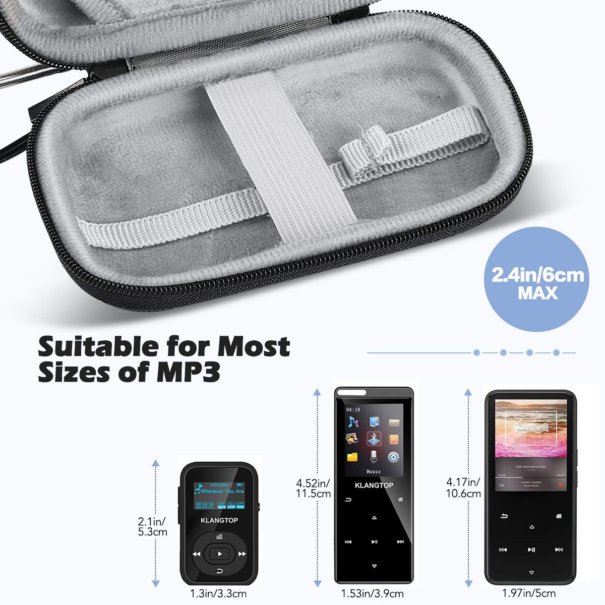 Agptek Mp3 Mp4 Player Case For 2.4 Inch Mp3 Player, For Gracioso/For Chenfec/For Safuciiv/For Ruizu/For Aiworth And Other Mp3 Pl