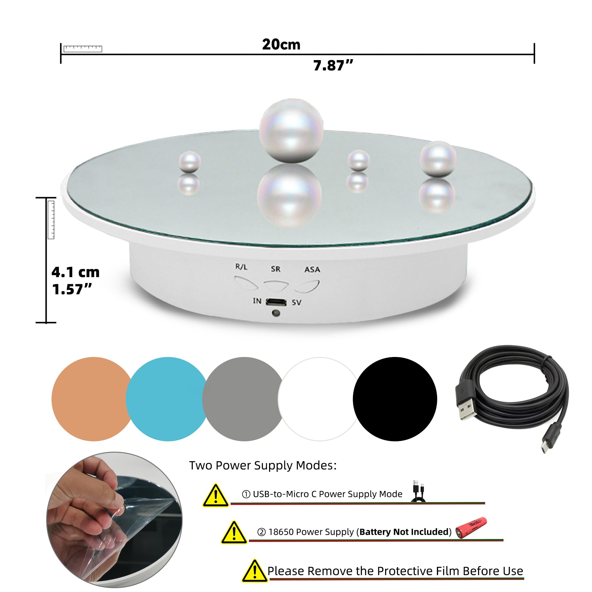 Felrelwel Electric Rotating Display Stand,7.9 Inches Mirror Covered Motorized Spinning Display Turntable For Cake/Jewelry/Photog