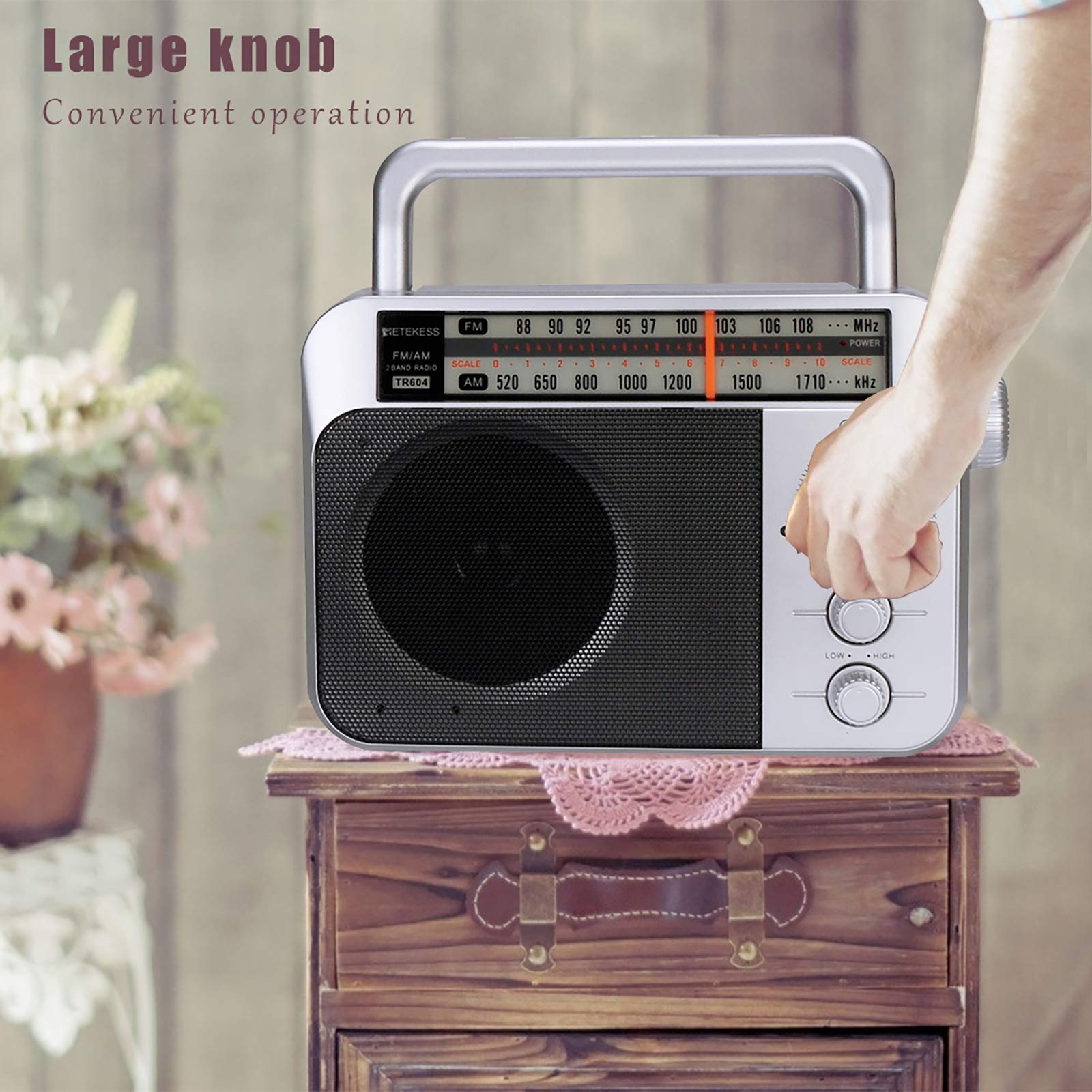 Retekess Tr604 Am Fm Radio Portable Transistor Analog Radio With 3.5Mm Earphone Jack Battery Operated Boombox By 3 D Cell Batter