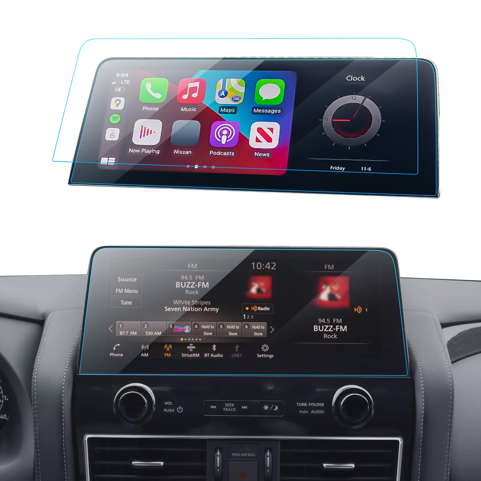 Lantu 2Pcs Car Screen Protector For 2024 2023 2022 2021 Nissan Armada S/Sv/Sl/Midnight Edition/Platinum Accessories Navigation N