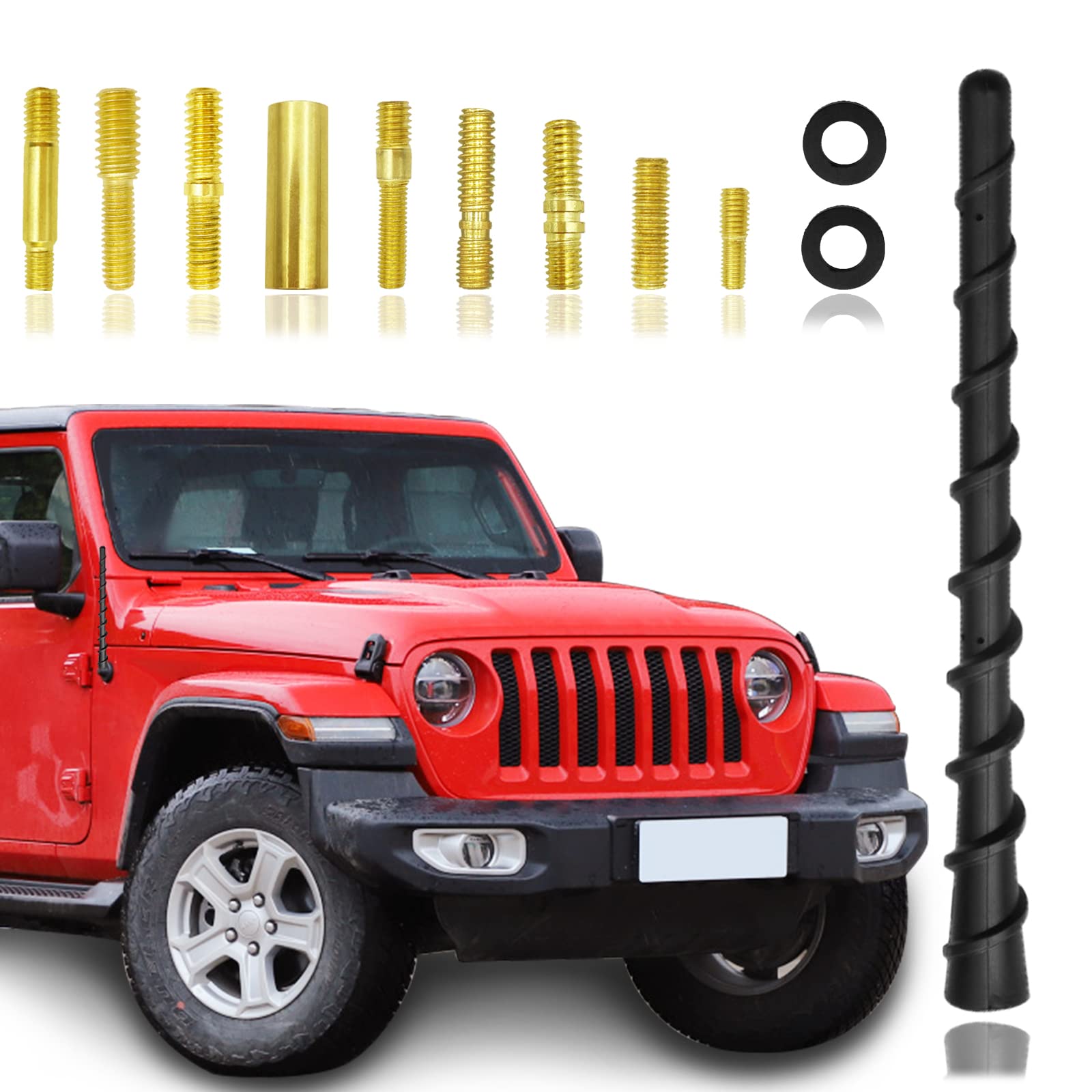 7 Inch Spiral Antenna, Flexible Rubber Antenna Replacement, Waterproof Pvc Rubber, Designed For Optimized Fm/Am Reception