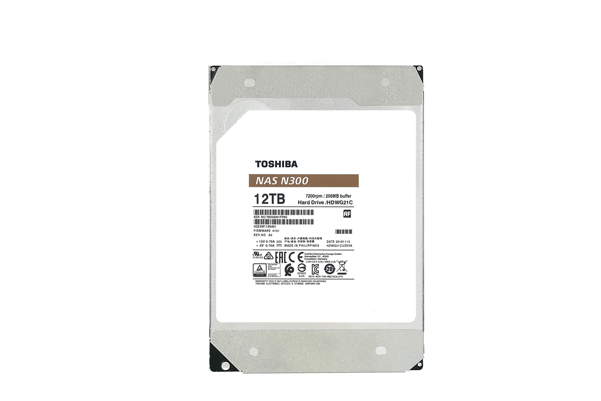 Toshiba N300 12Tb Nas 3.5 Inch Internal Hard Drive   Cmr Sata 6 Gb/S 7200 Rpm 256 Mb Cache   Hdwg21Cxzsta