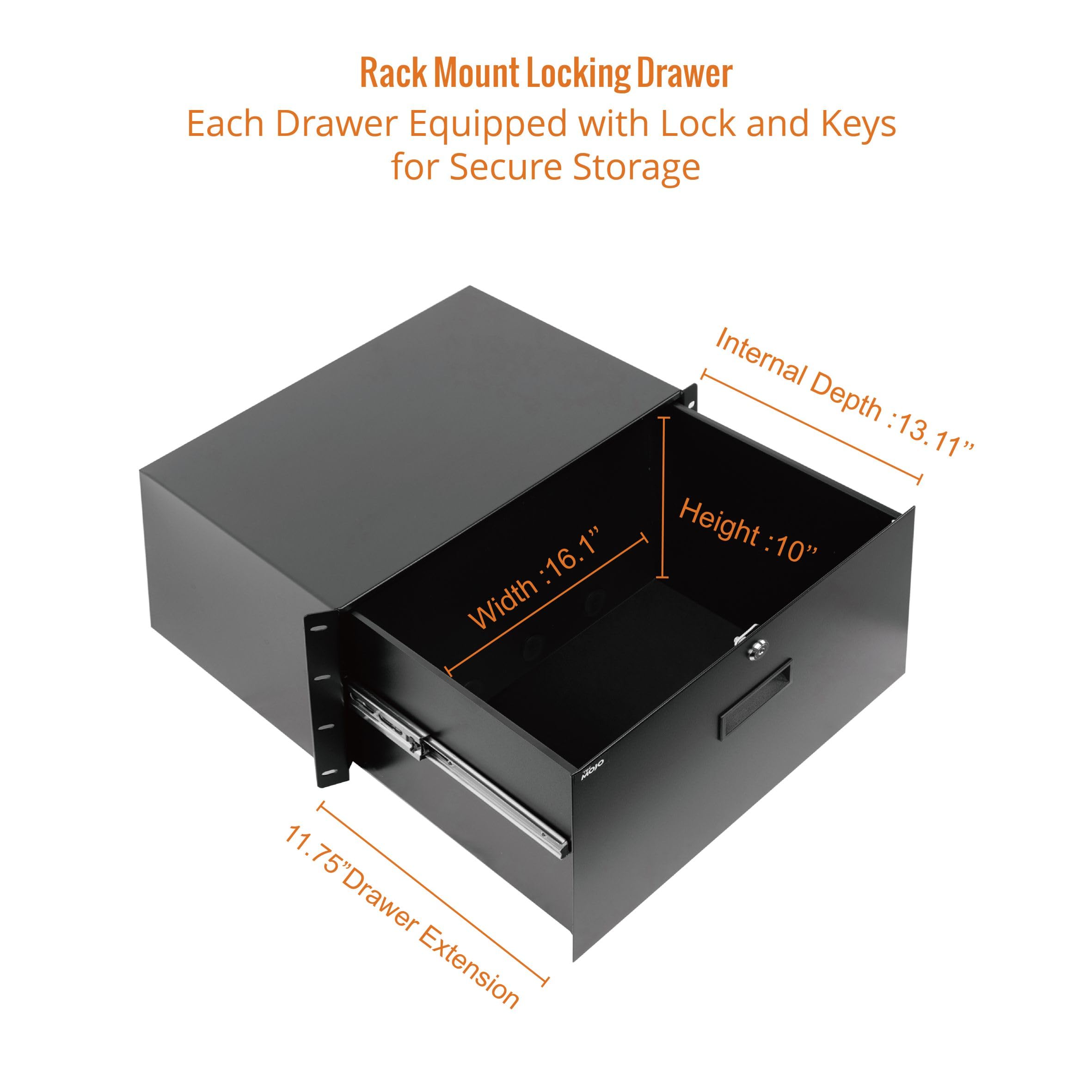 Tecmojo 6U Locking Rack Mount Drawer   22Lb (10 Kg) Secure Lockable Steel Storage Rack Drawer For 19'' Network Equipment/Server/