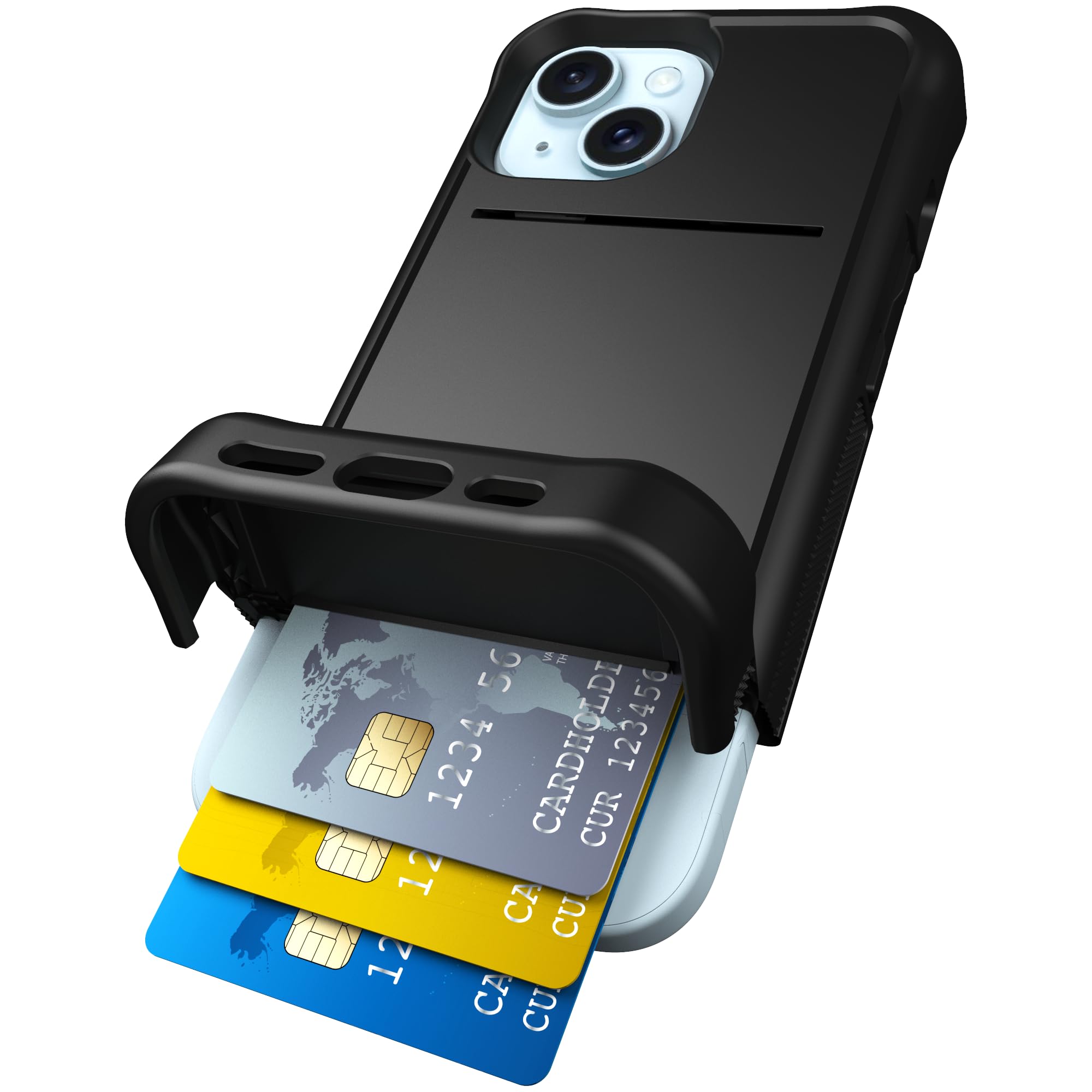 Scooch for iPhone 15 Case with Card Holder, Wingmate Wallet Case with Hidden Card Slot and RFID Protection for up to 4 Cards, 10