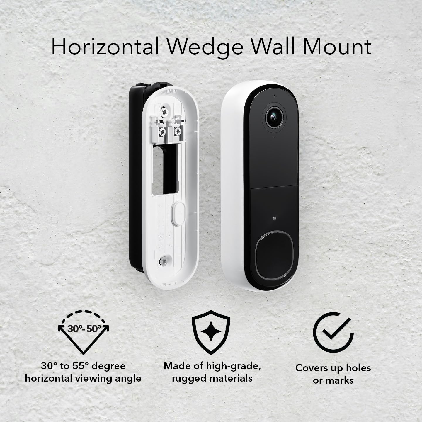 Wasserstein 35 To 55 Horizontal Wedge Wall Mount Compatible With Arlo Wireless Video Doorbell (2Nd Gen) & Essential Video Doorbe