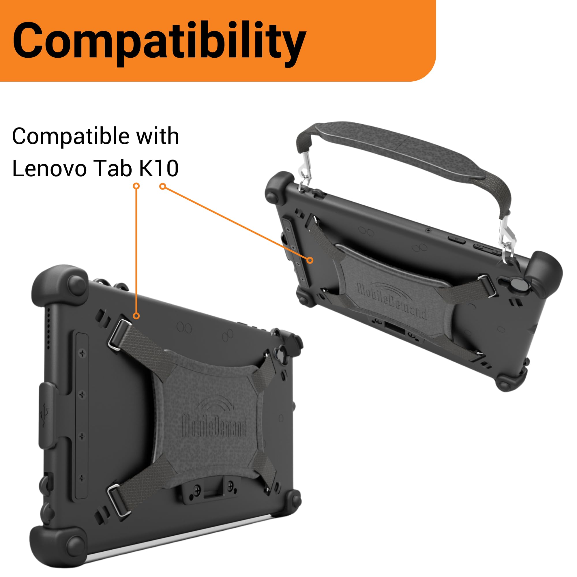 Mobiledemand Ultra Rugged Case For Lenovo Tab K10 Tablet   Heavy Duty Tablet Case   Briefcase Handle, Hand Strap   Shock Absorbi