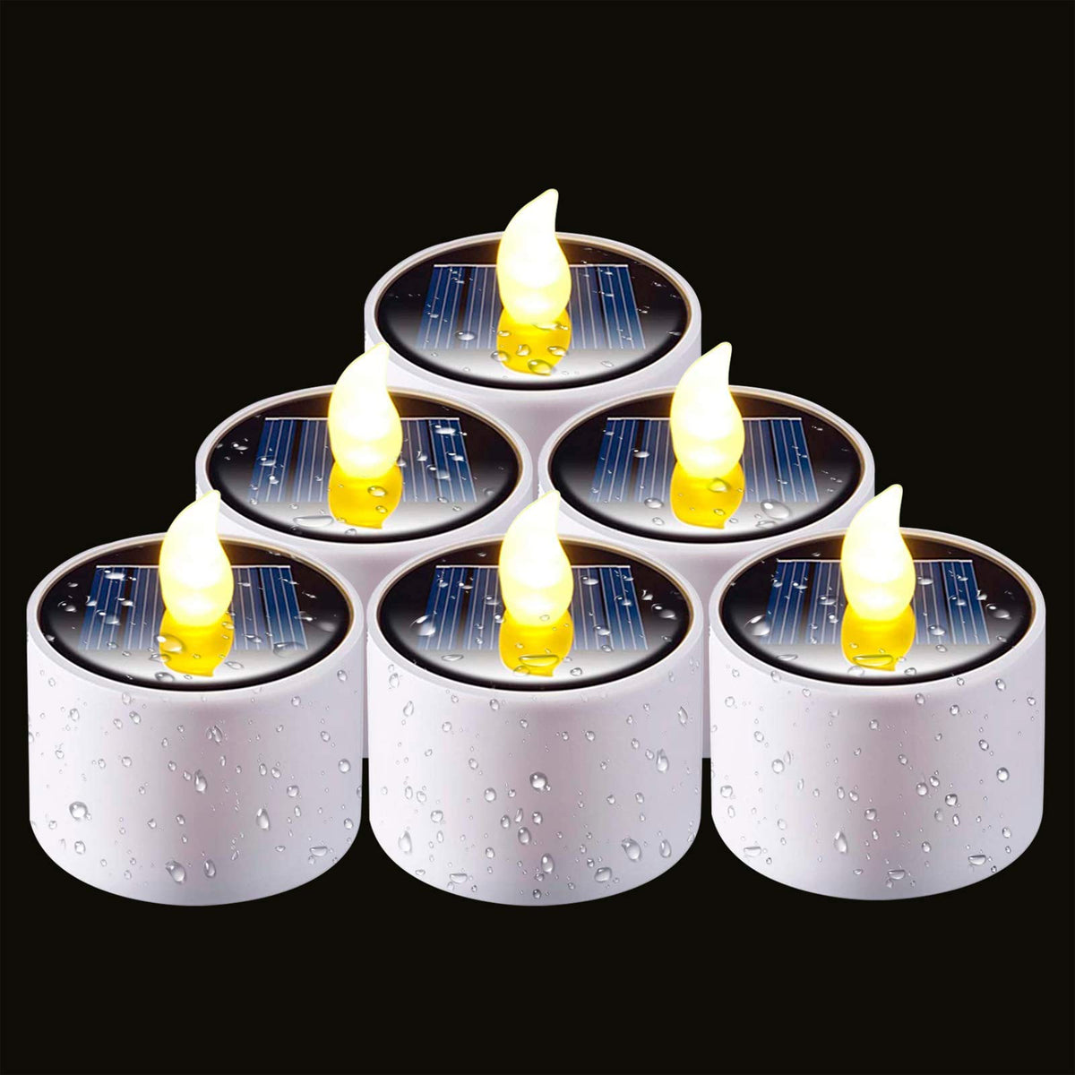 Homemory Solar Candles Outdoor Waterproof, Dusk To Dawn Outdoor Lighting, Reusable Led Tea Light Candles For Lantern Garden Camp