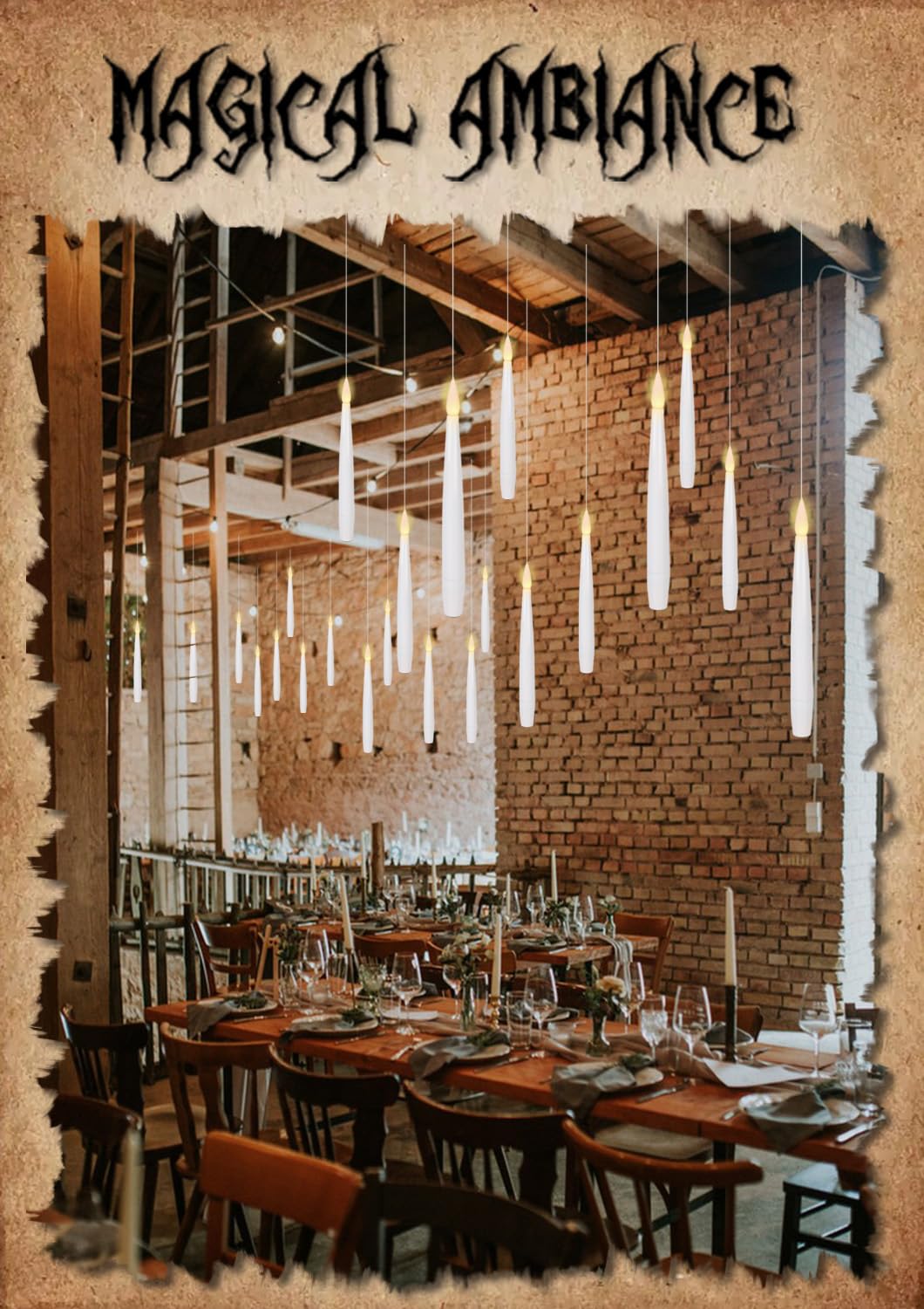 Genswin 22Pcs Flameless Floating Candle With Magic Wand Remote Timer, Battery Operated Hanging Window Candles Flickering, 6.1 Le